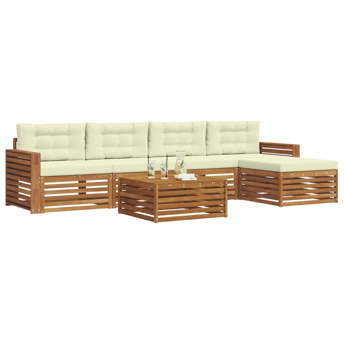 Outdoor-Sofagarnitur 6 stk. Natur und Creme