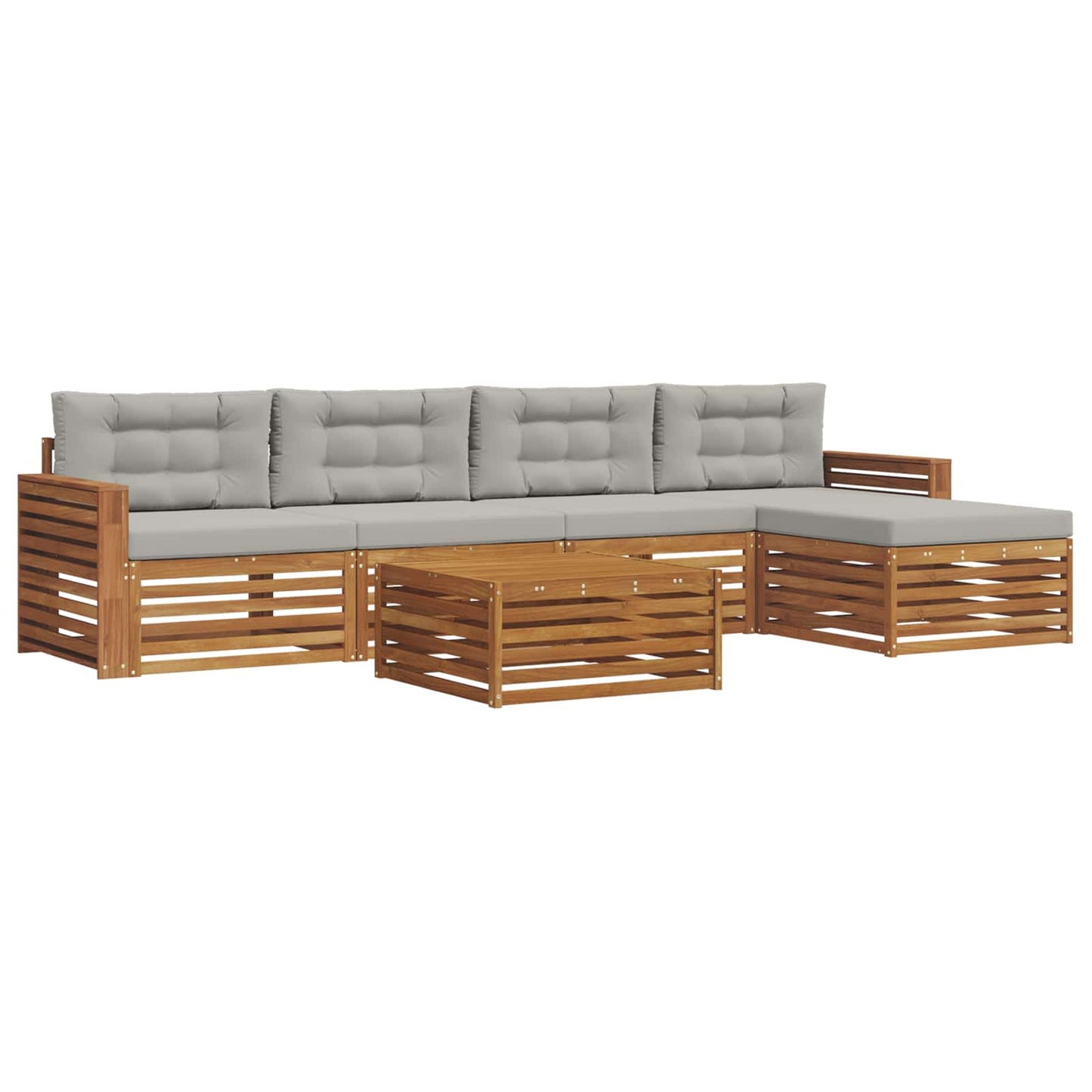 Outdoor-Sofagarnitur mit Kissen 6 pcs Natürlich und Hellgrau