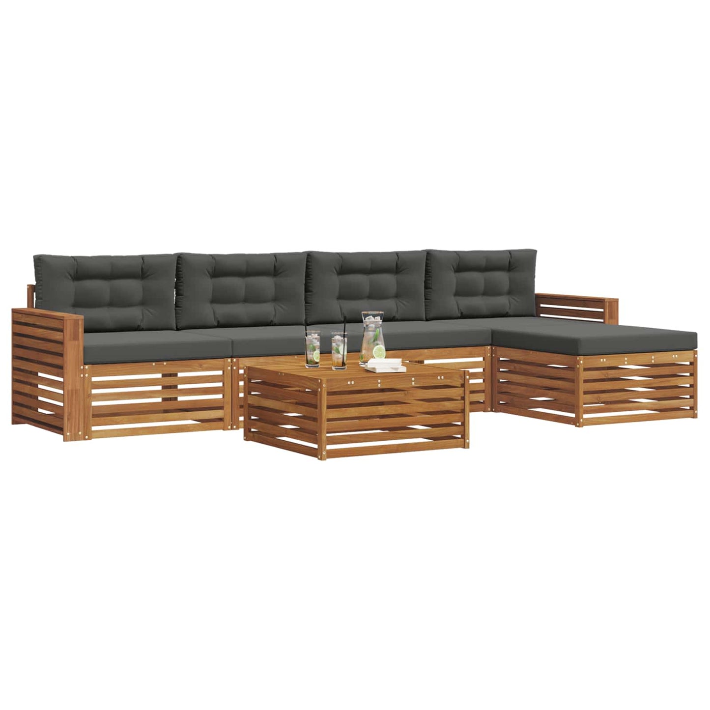 Outdoor-Sofagarnitur 6 stk. Natur und Anthrazit