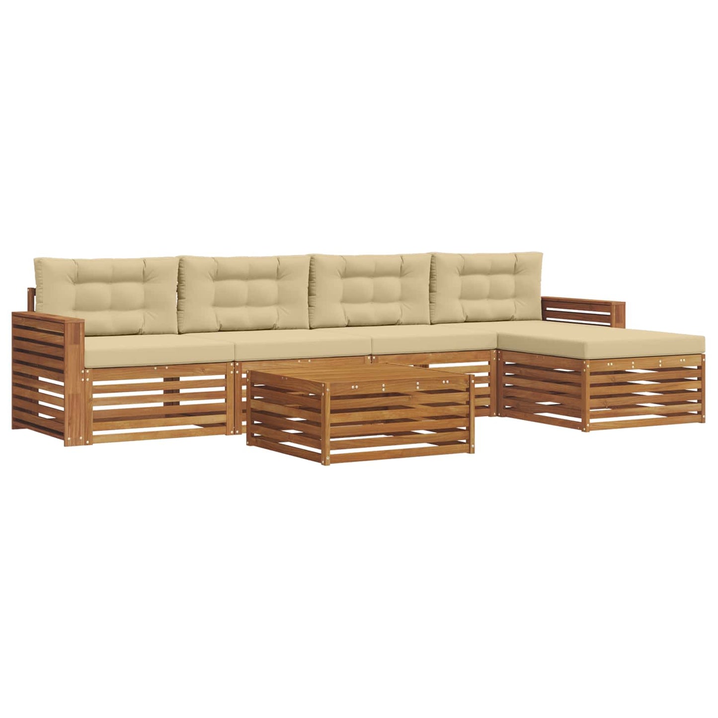 Outdoor-Sofagarnitur 6 stk. Natur und Beige
