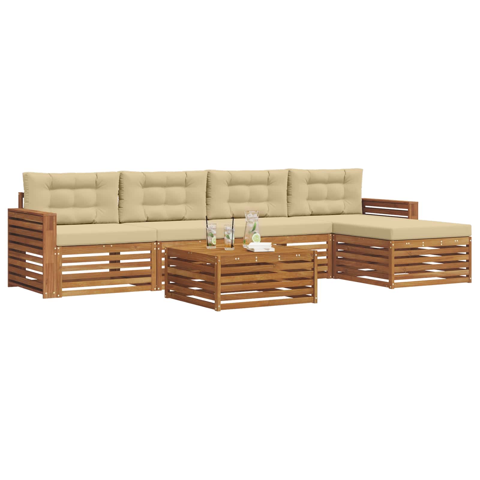 Outdoor-Sofagarnitur 6 stk. Natur und Beige