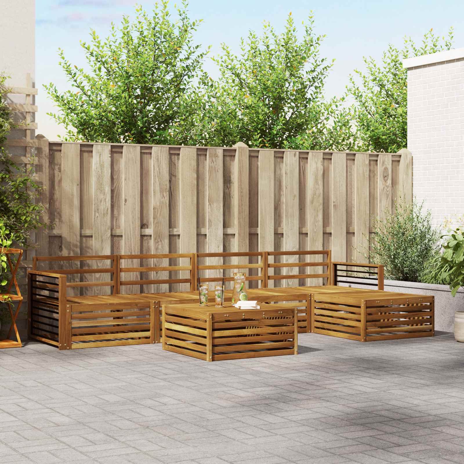 Outdoor-Sofagarnitur 6 pcs Natur Massivholz Akazie