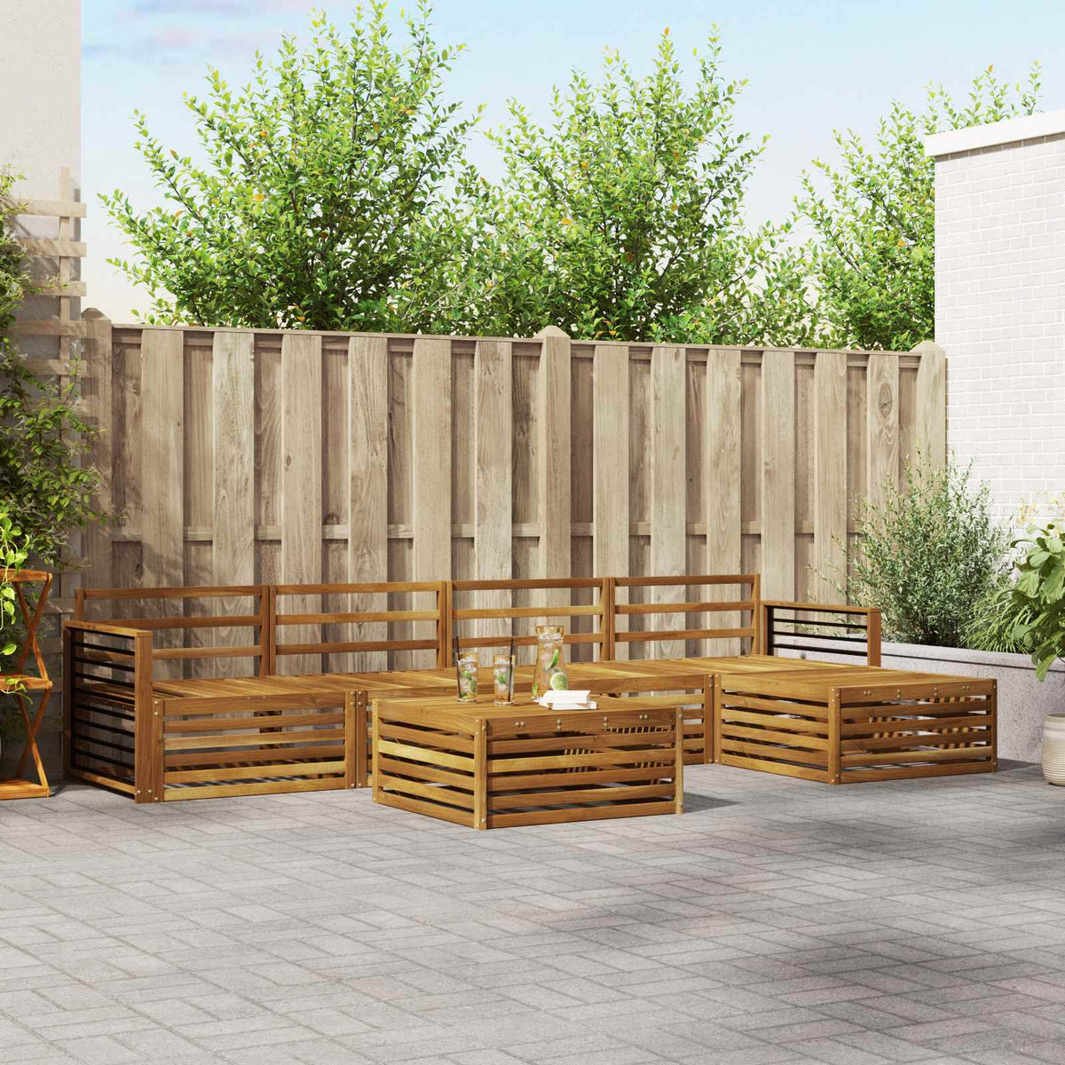 Outdoor-Sofagarnitur 6 stk. Natur Massivholz Akazie