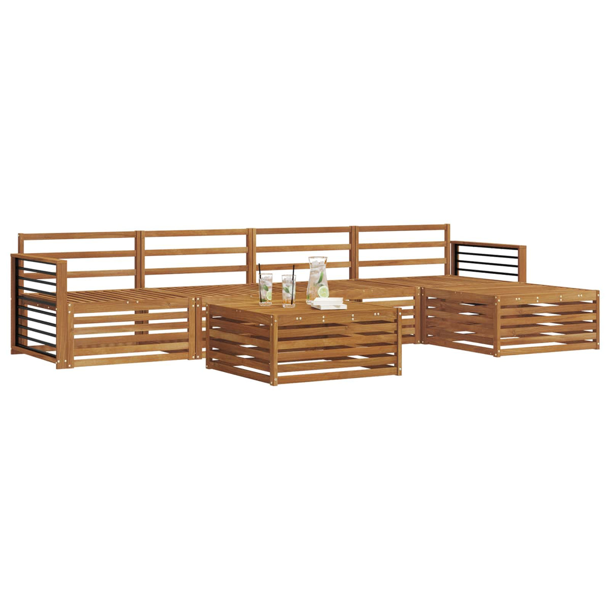 Outdoor-Sofagarnitur 6 stk. Natur Massivholz Akazie