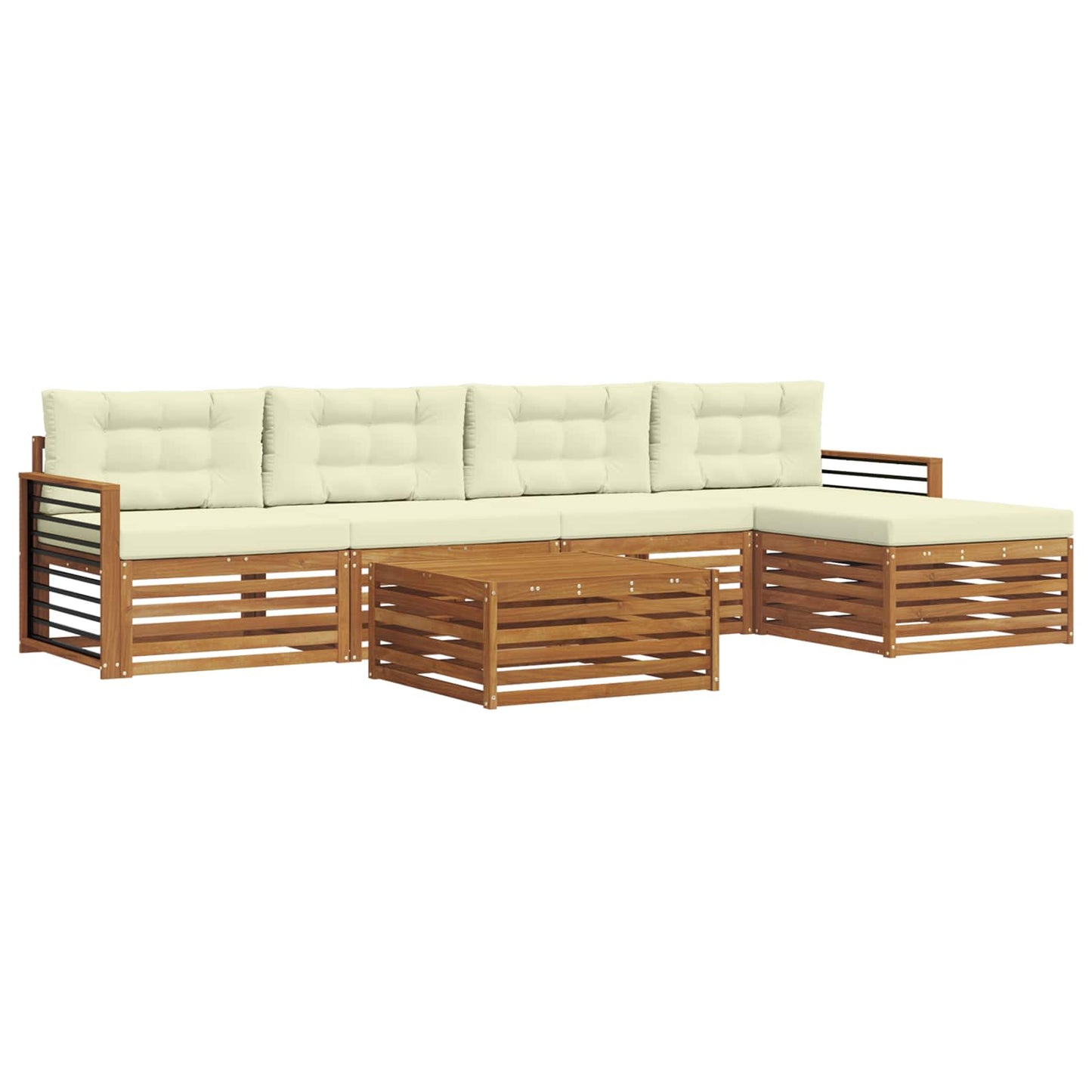 Outdoor-Sofagarnitur mit Kissen 6 pcs Natur und Creme