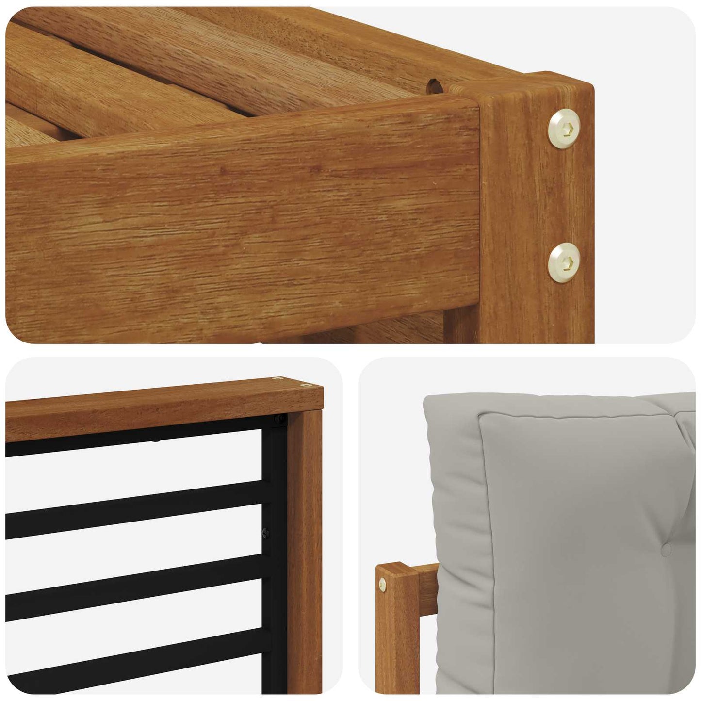 Outdoor-Sofagarnitur mit Kissen 6 pcs Natürlich und Hellgrau