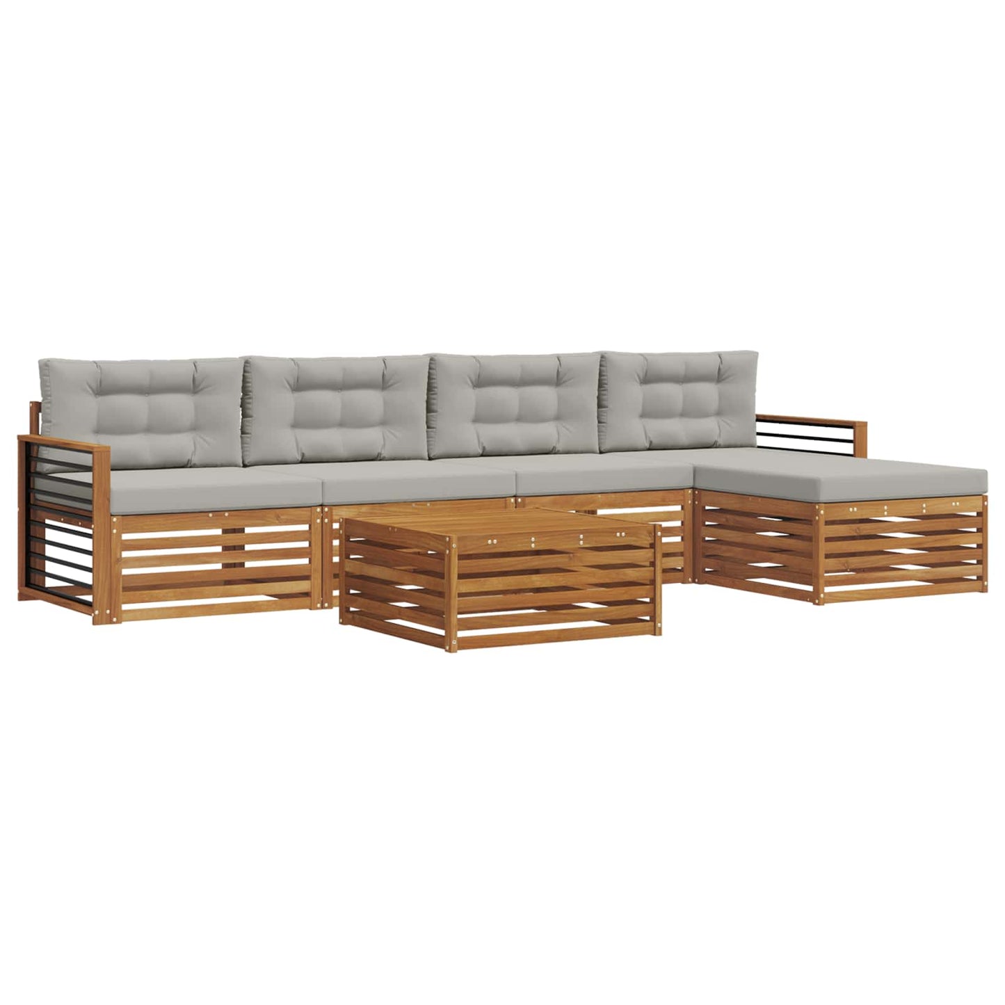 Outdoor-Sofagarnitur mit Kissen 6 pcs Natürlich und Hellgrau