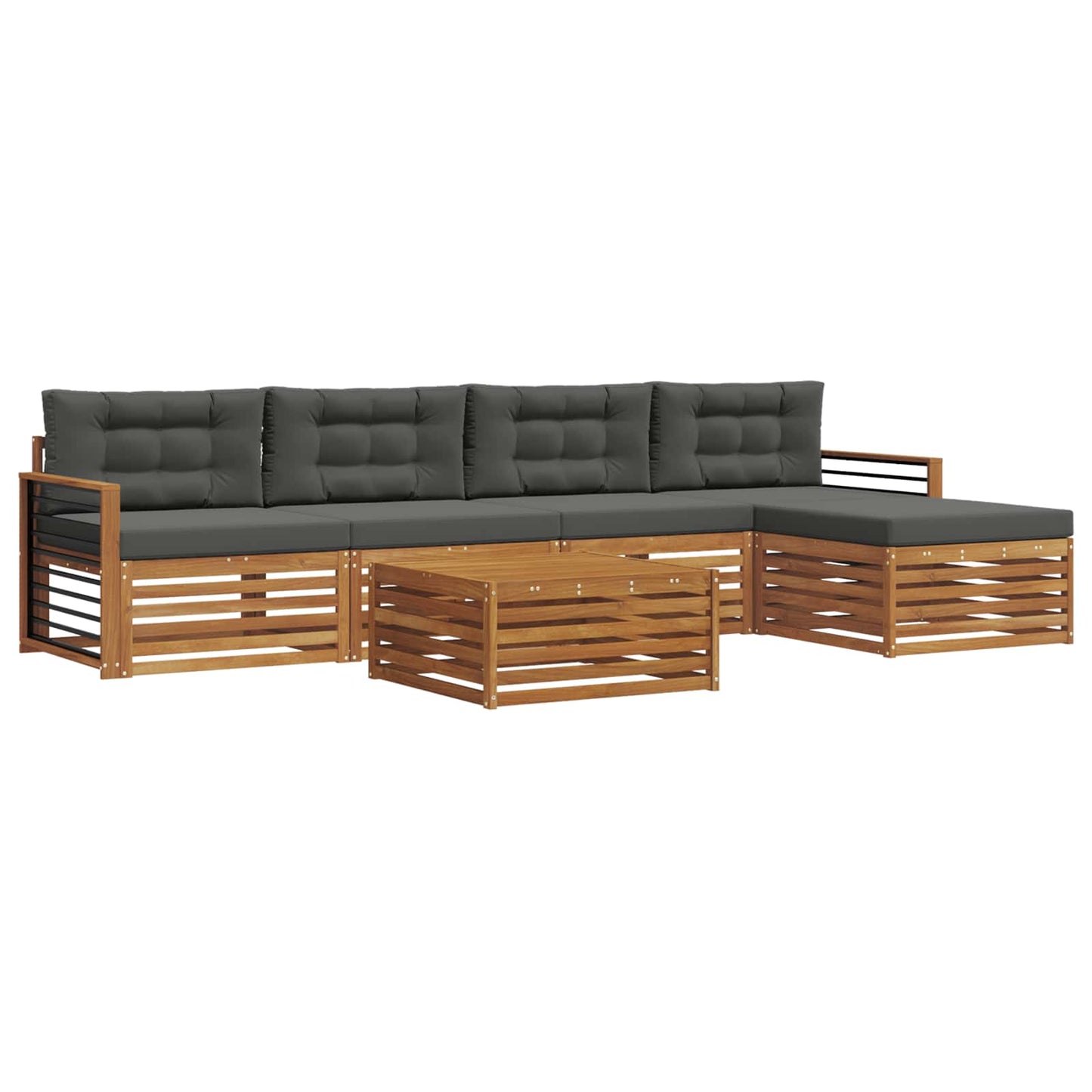 Outdoor-Sofagarnitur 6 stk. Natur und Anthrazit