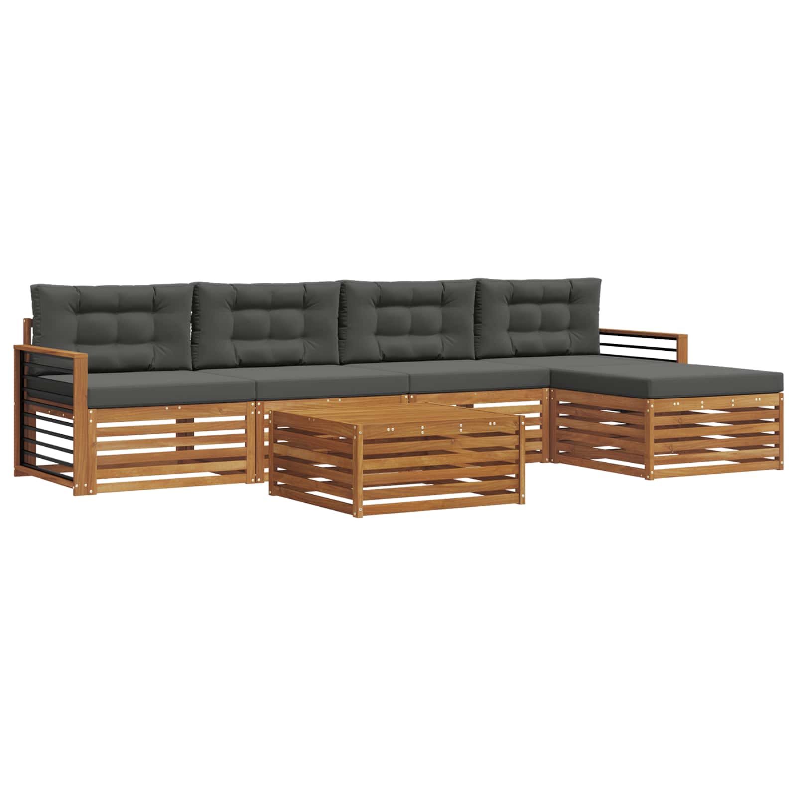 Outdoor-Sofagarnitur 6 stk. Natur und Anthrazit