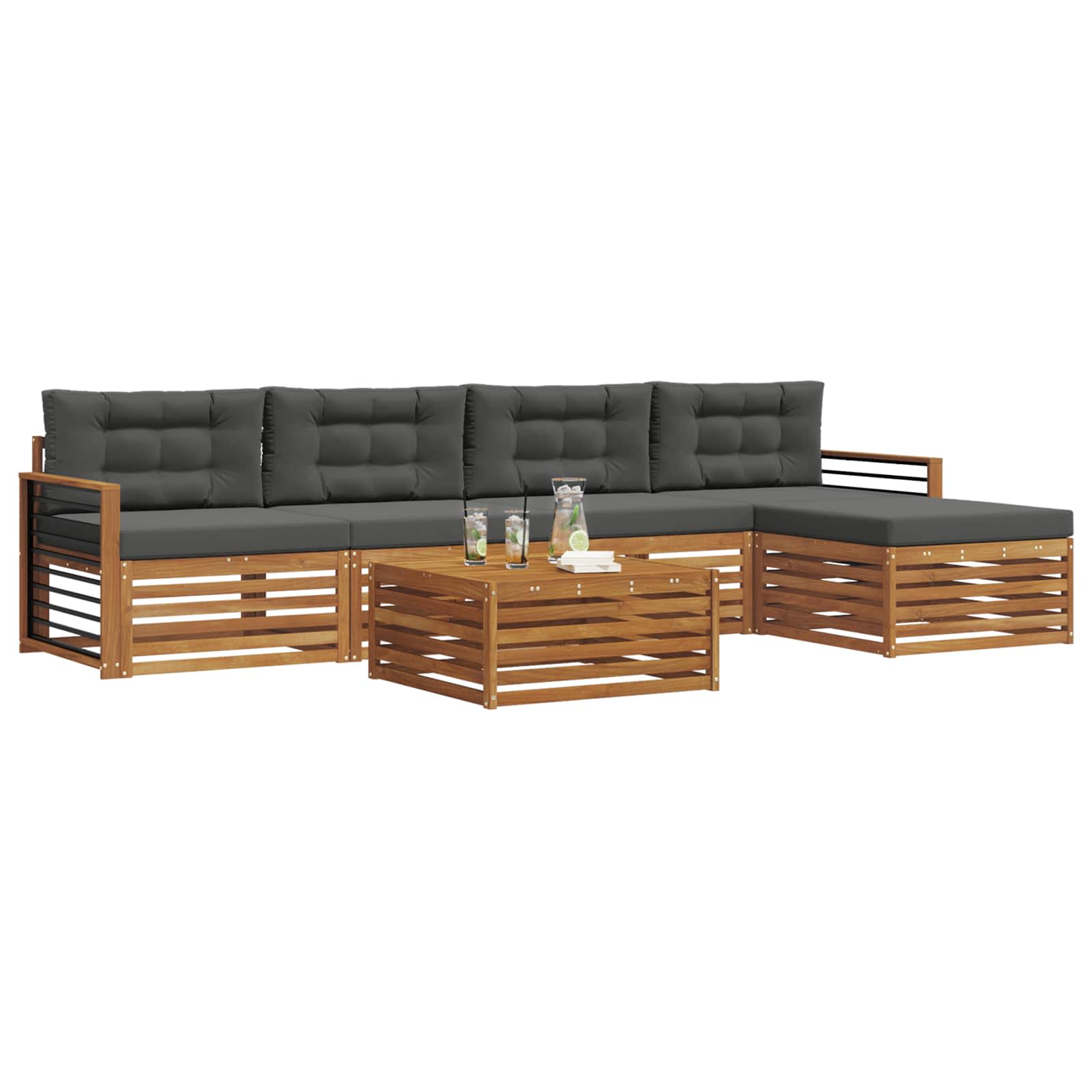 Outdoor-Sofagarnitur 6 stk. Natur und Anthrazit
