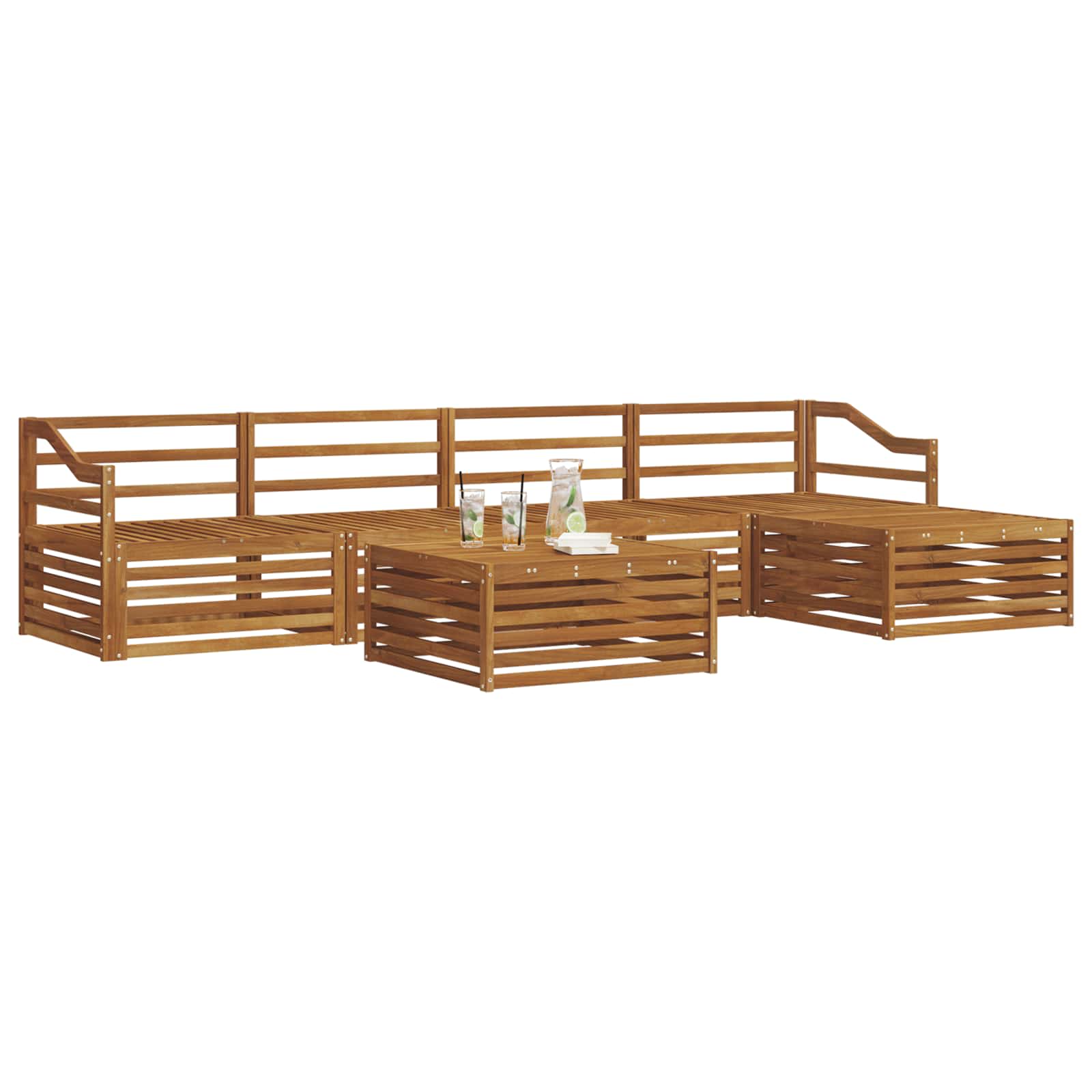 Outdoor-Sofagarnitur 6 pcs Natur Massivholz Akazie