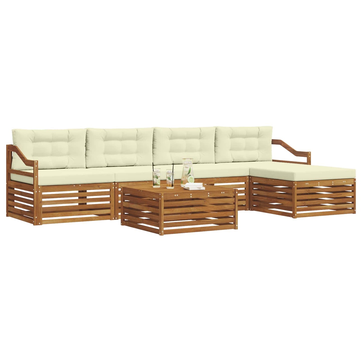 Outdoor-Sofagarnitur 6 stk. Natur und Creme