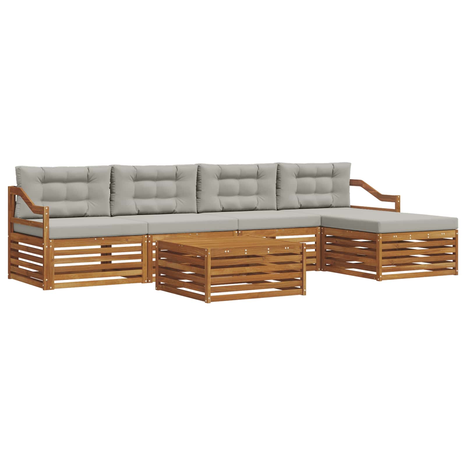 Outdoor-Sofagarnitur mit Kissen 6 pcs Natürlich und Hellgrau