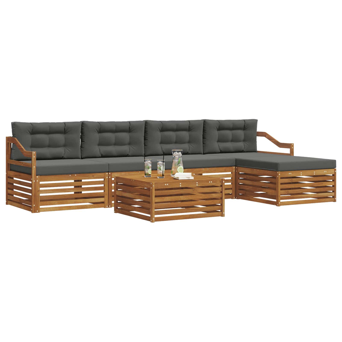Outdoor-Sofagarnitur 6 stk. Natur und Anthrazit