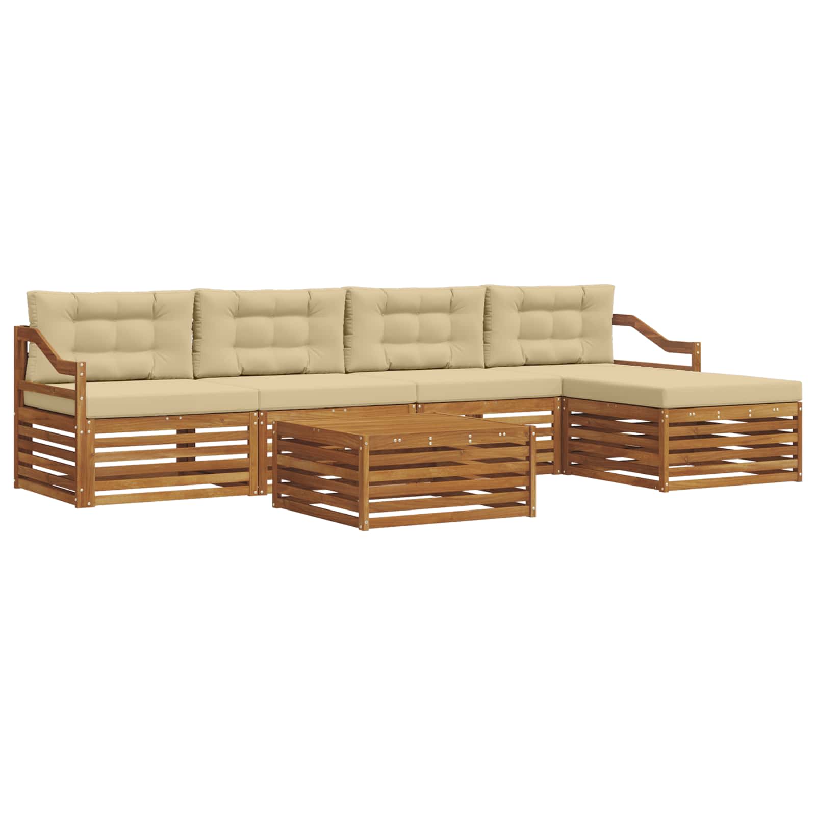 Outdoor-Sofagarnitur 6 stk. Natur und Beige