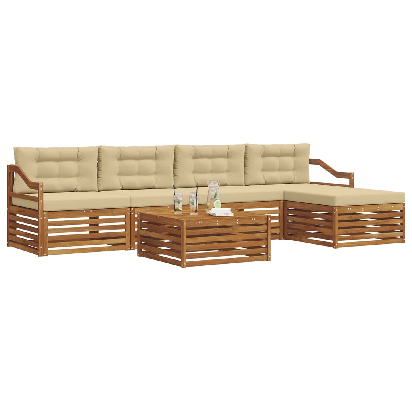 Outdoor-Sofagarnitur 6 stk. Natur und Beige