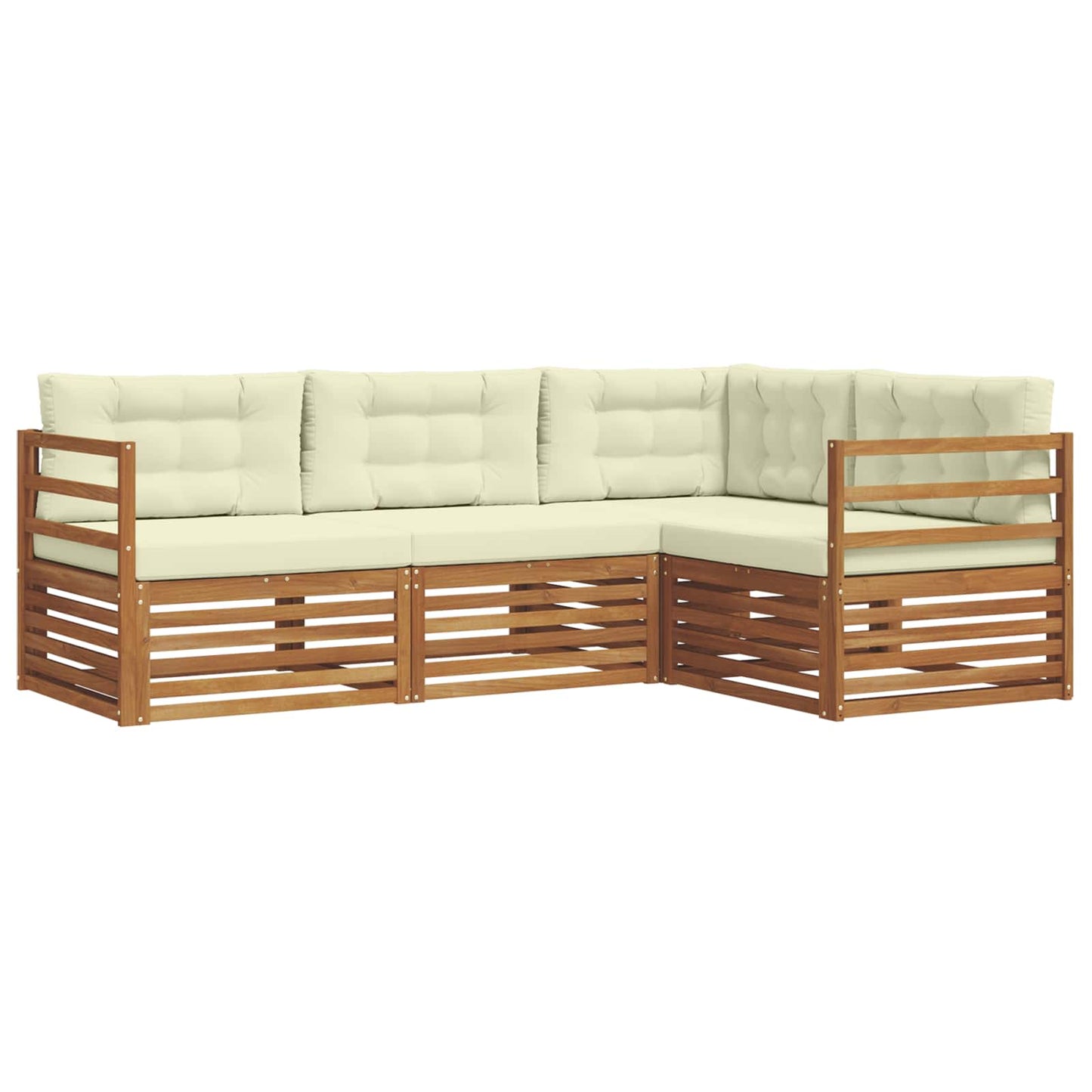Outdoor-Sofagarnitur mit Kissen 4 pcs Natur und Creme