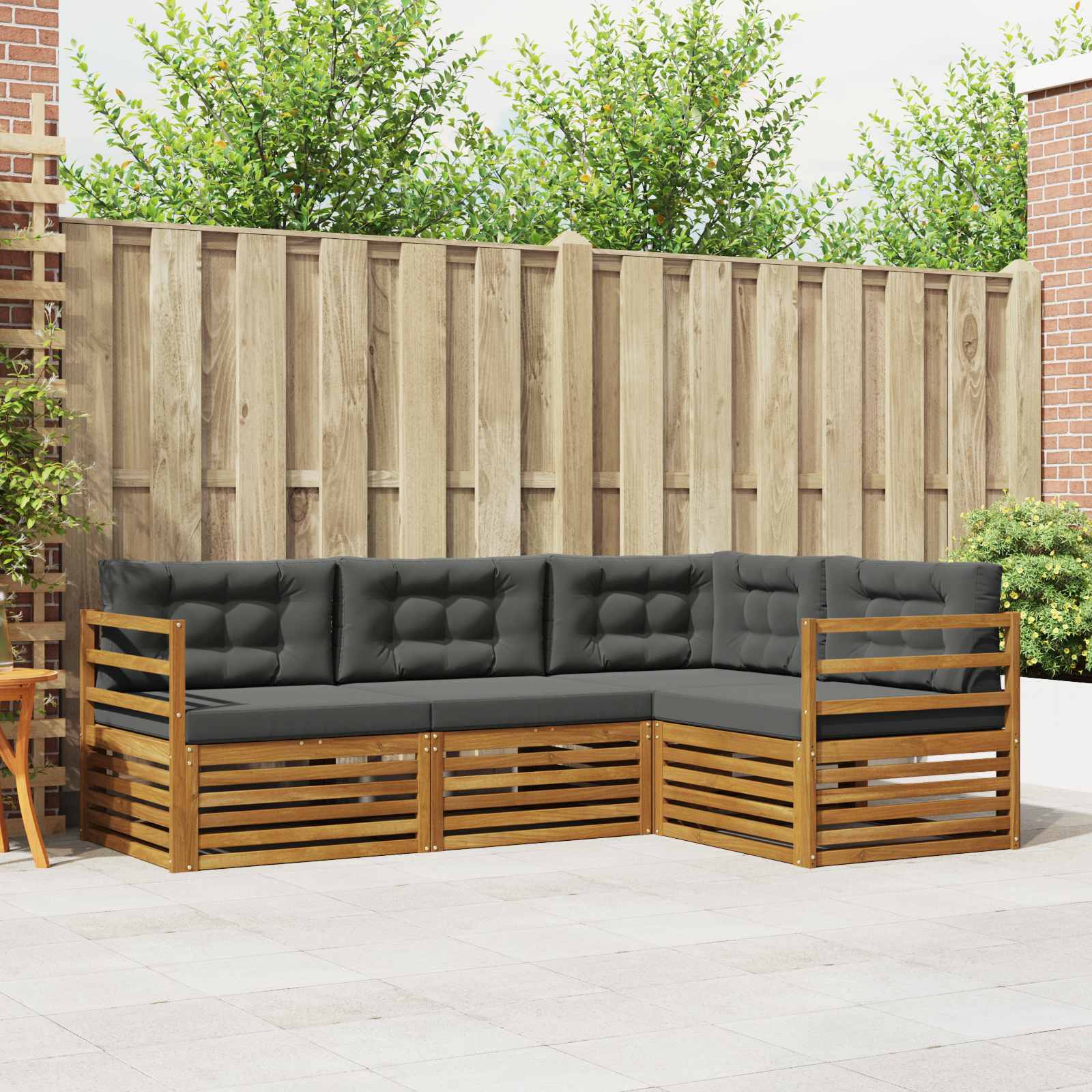 Outdoor-Sofagarnitur mit Kissen 4 pcs Natur und Anthrazit