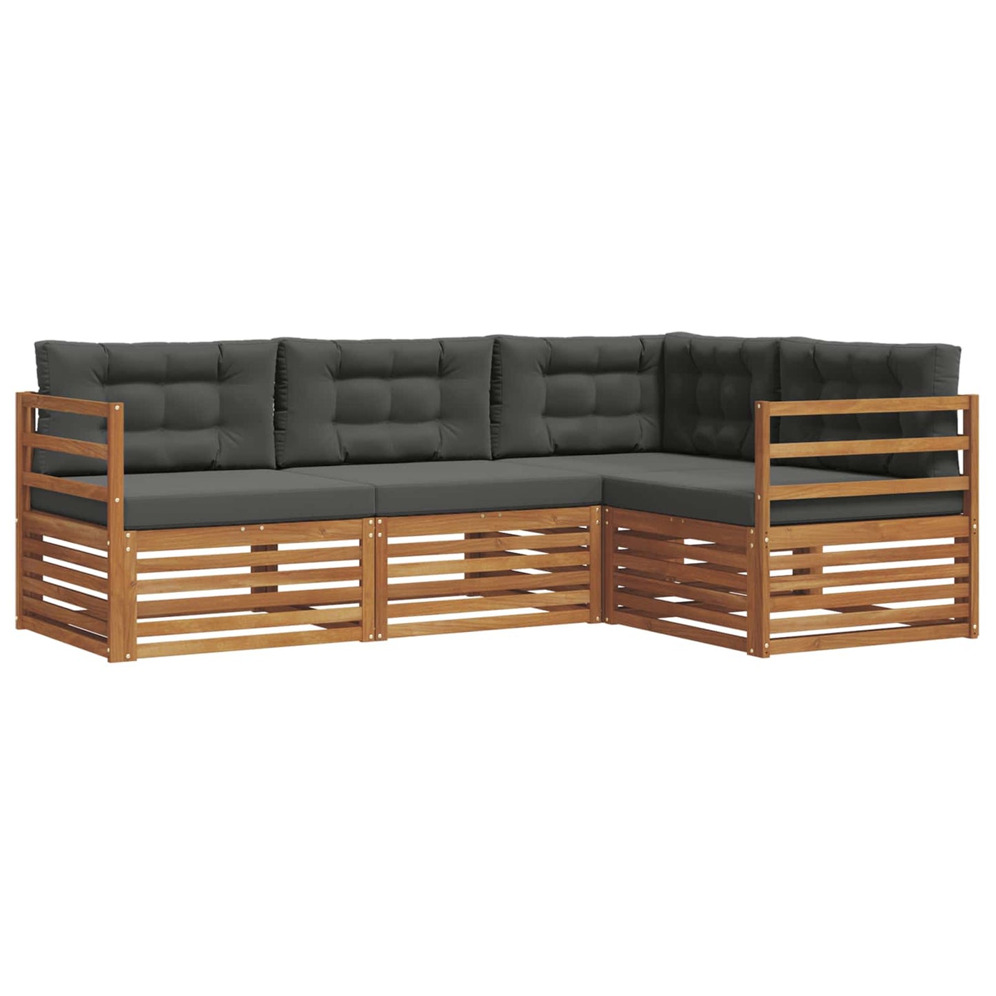 Outdoor-Sofagarnitur mit Kissen 4 pcs Natur und Anthrazit