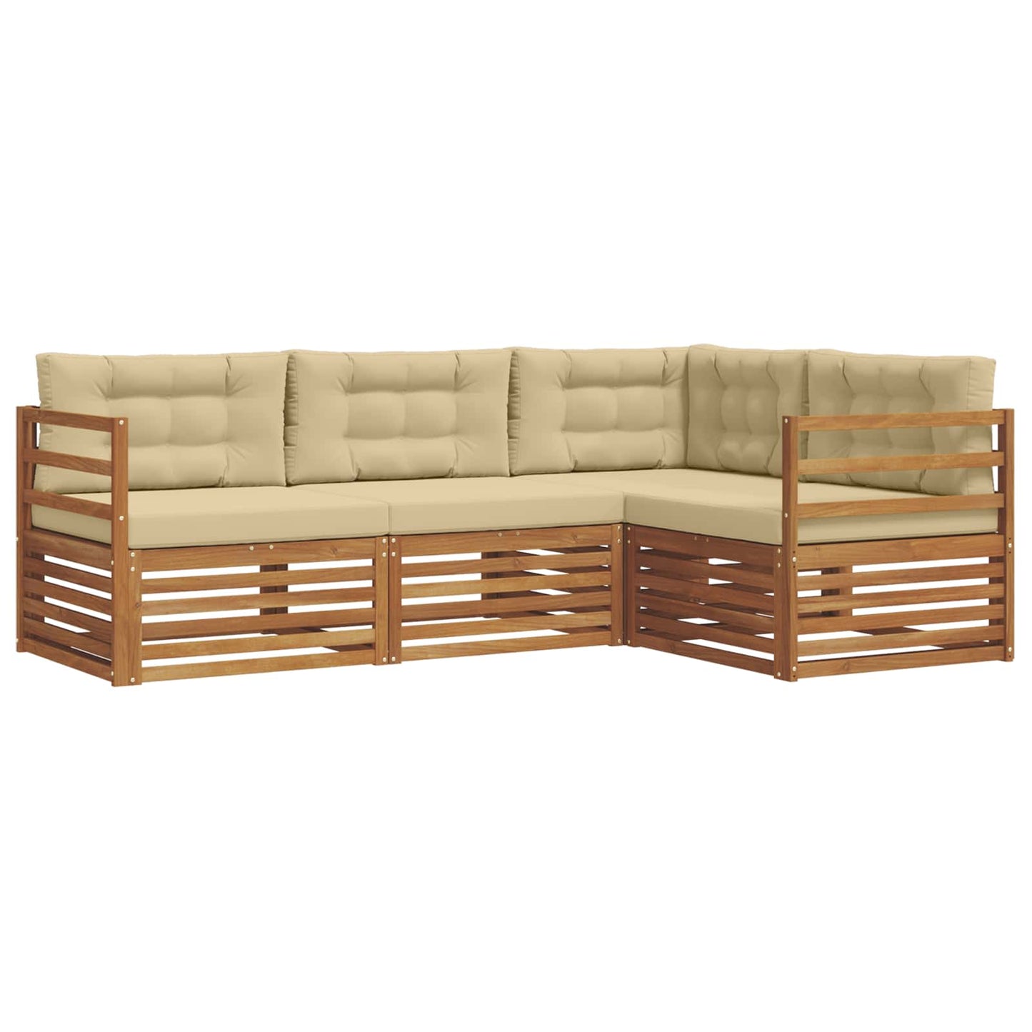 Outdoor-Sofagarnitur 4 stk. Natur und Beige