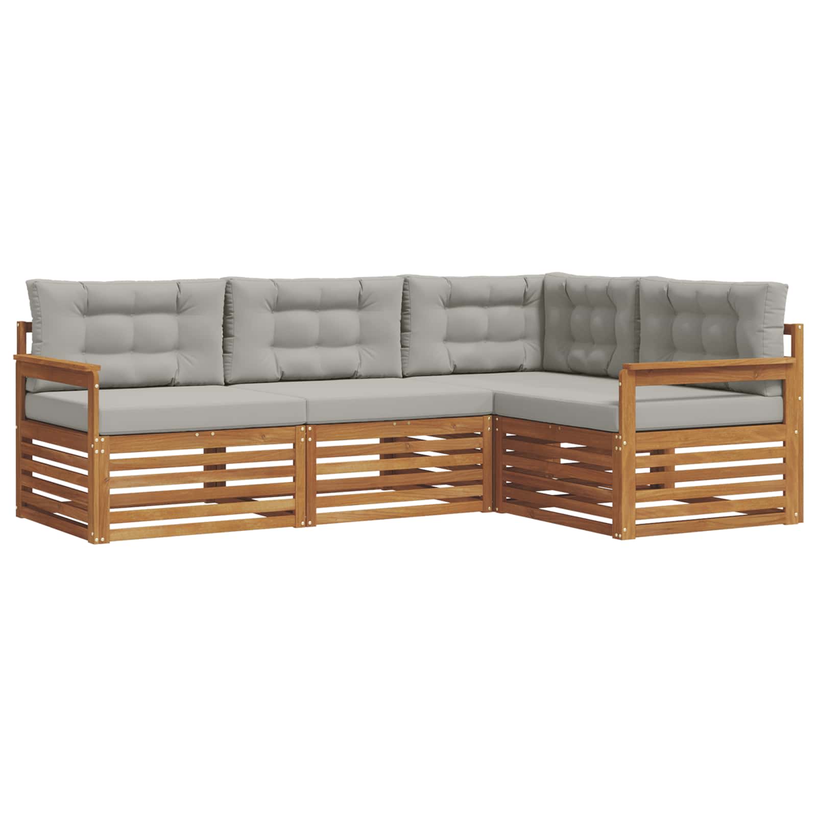 Outdoor-Sofagarnitur mit Kissen 4 pcs Natürlich und Hellgrau