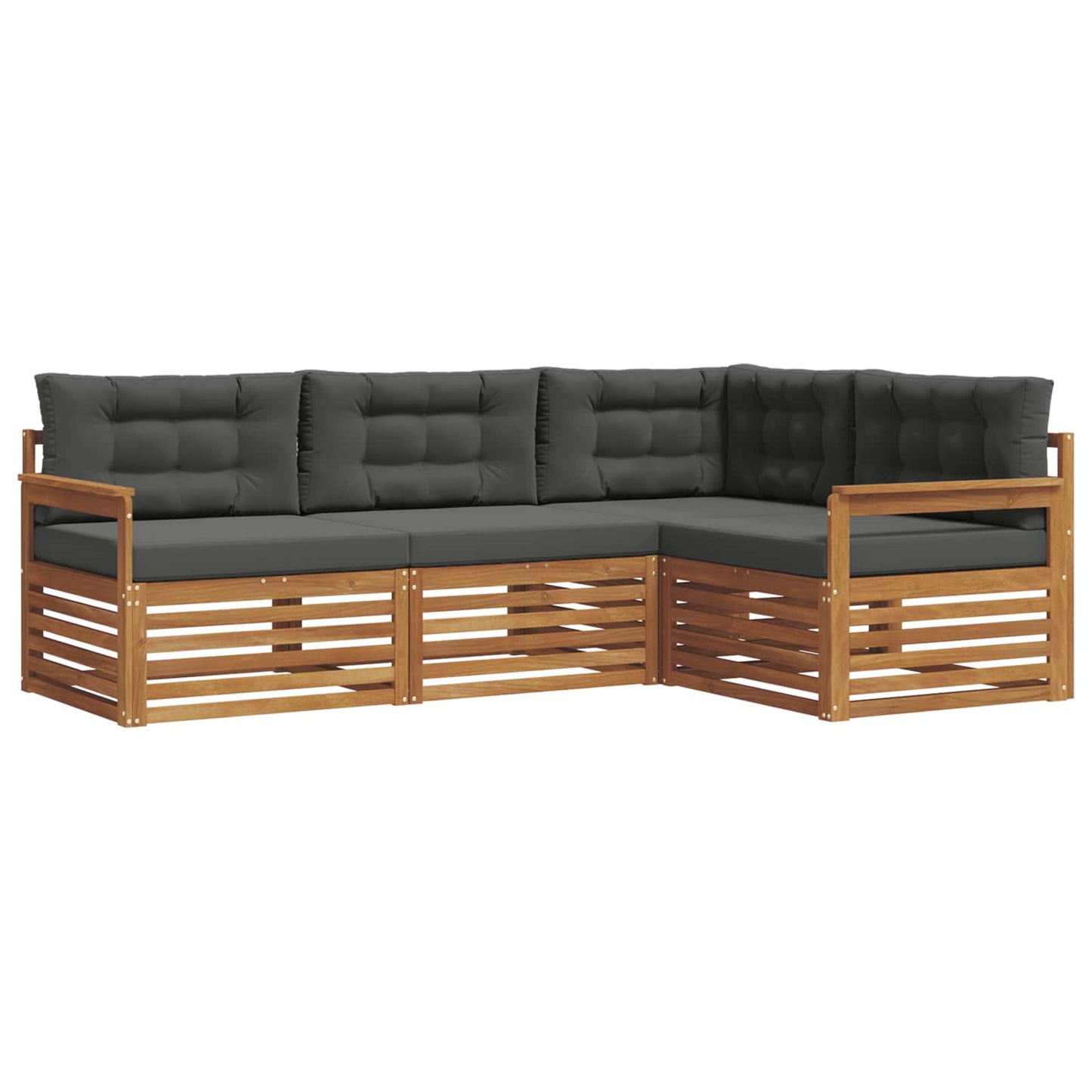 Outdoor-Sofagarnitur mit Kissen 4 pcs Natur und Anthrazit