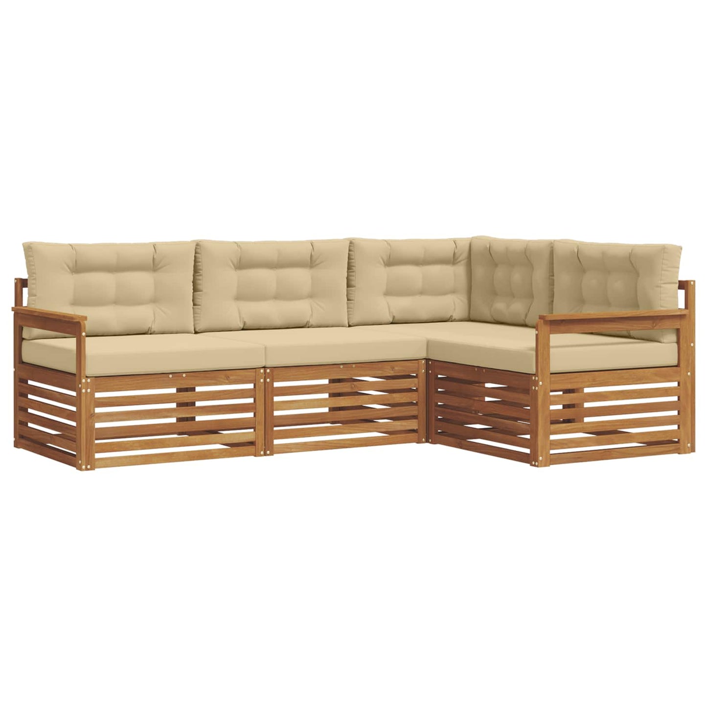 Outdoor-Sofagarnitur 4 stk. Natur und Beige
