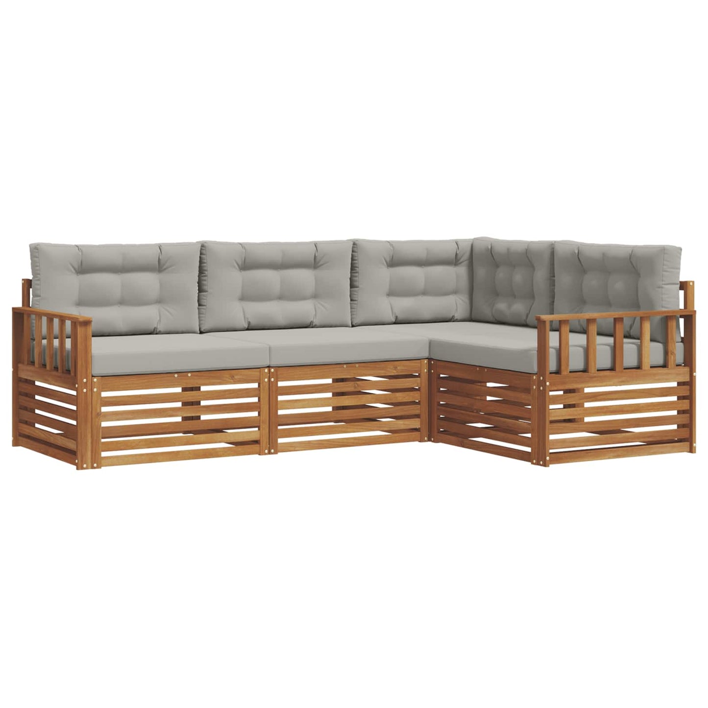 Outdoor-Sofagarnitur mit Kissen 4 pcs Natürlich und Hellgrau