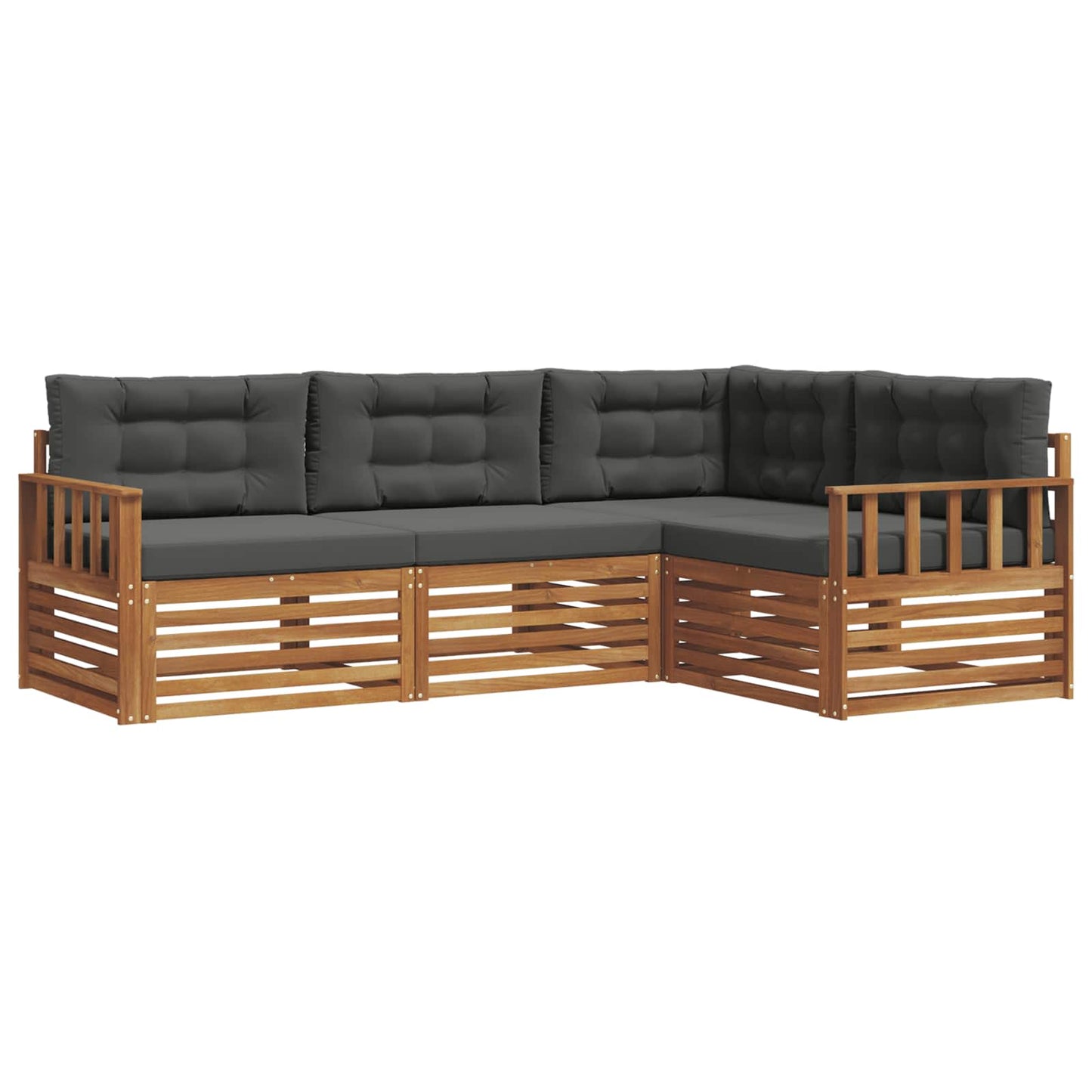 Outdoor-Sofagarnitur mit Kissen 4 pcs Natur und Anthrazit
