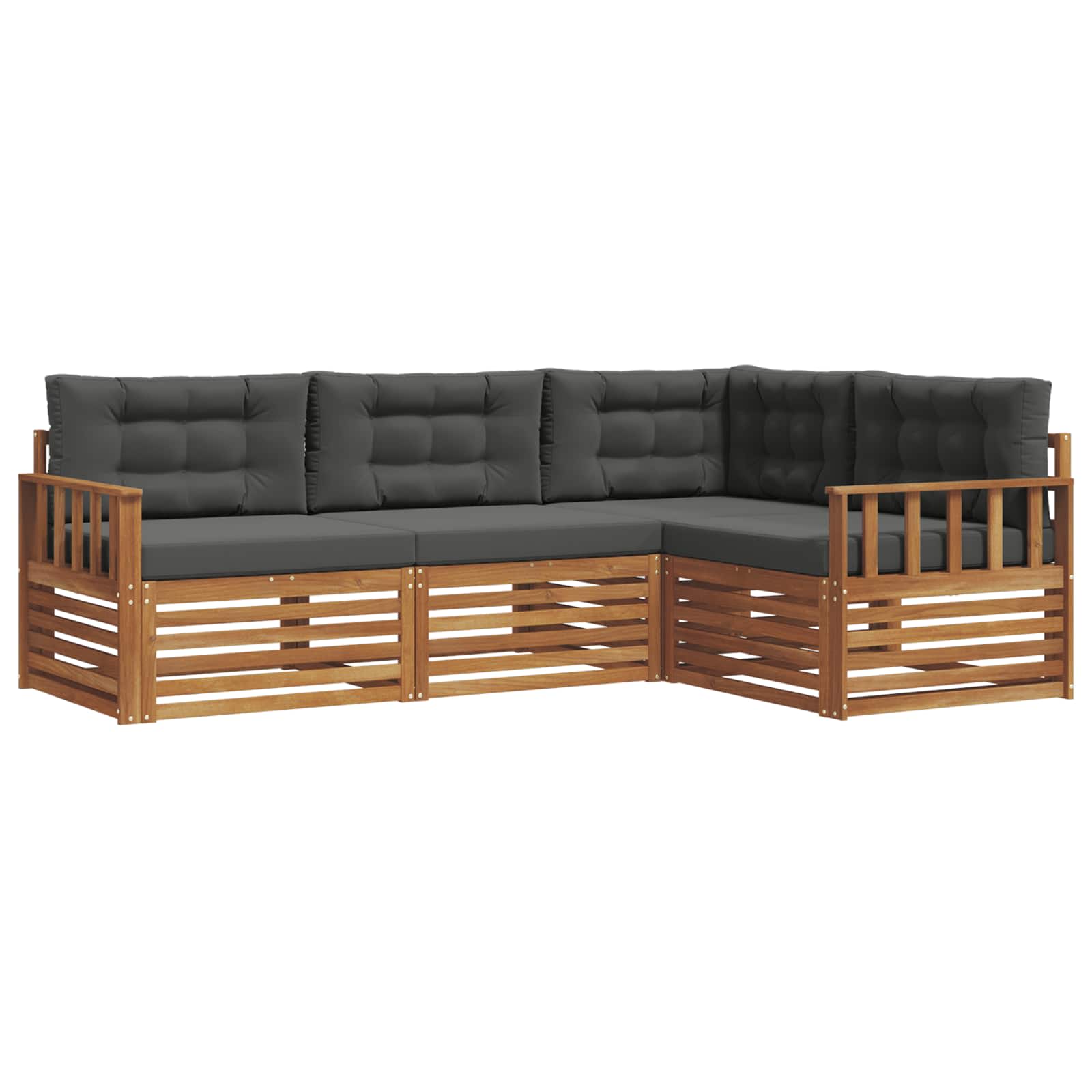 Outdoor-Sofagarnitur mit Kissen 4 pcs Natur und Anthrazit