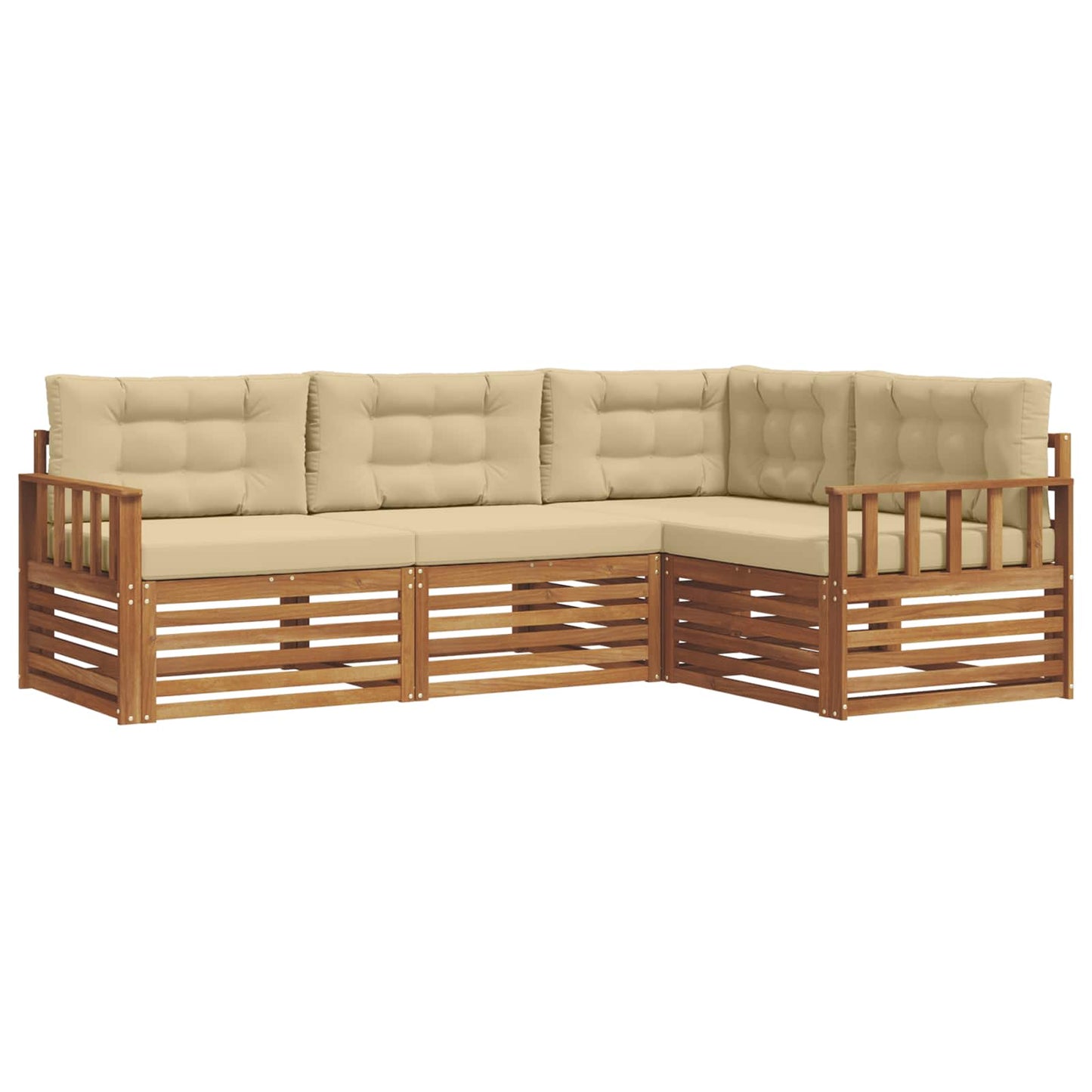 Outdoor-Sofagarnitur 4 stk. Natur und Beige