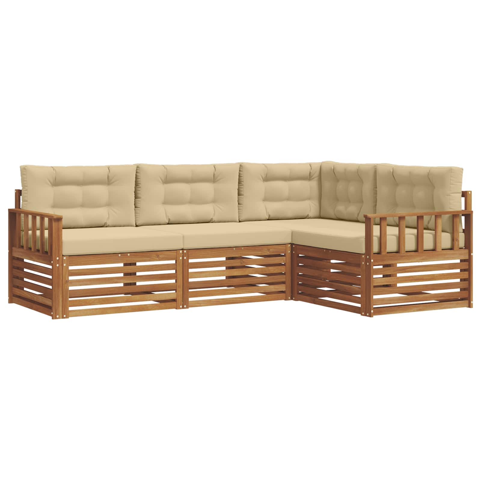 Outdoor-Sofagarnitur 4 stk. Natur und Beige