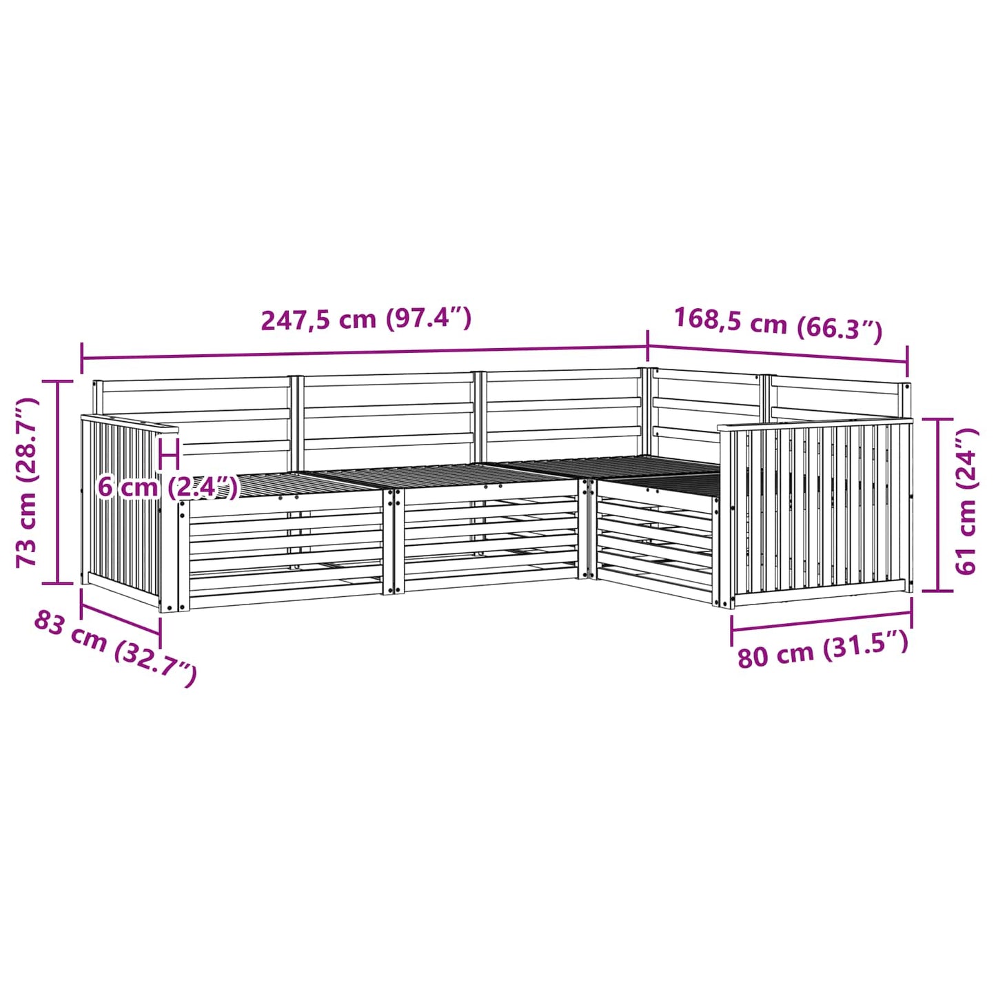 Outdoor-Sofagarnitur 4 pcs Natur Massivholz Akazie