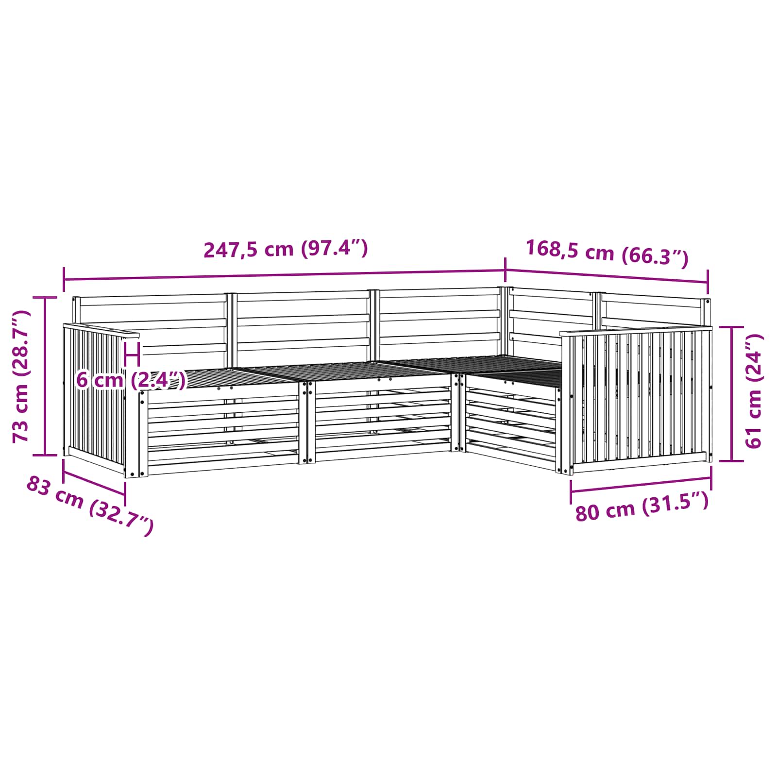 Outdoor-Sofagarnitur 4 pcs Natur Massivholz Akazie