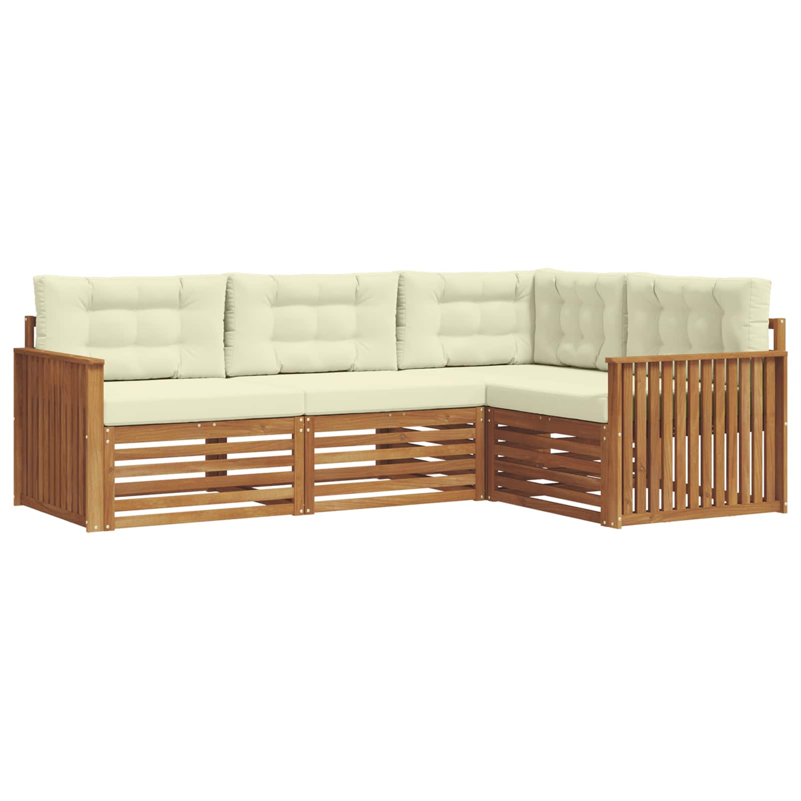Outdoor-Sofagarnitur mit Kissen 4 pcs Natur und Creme