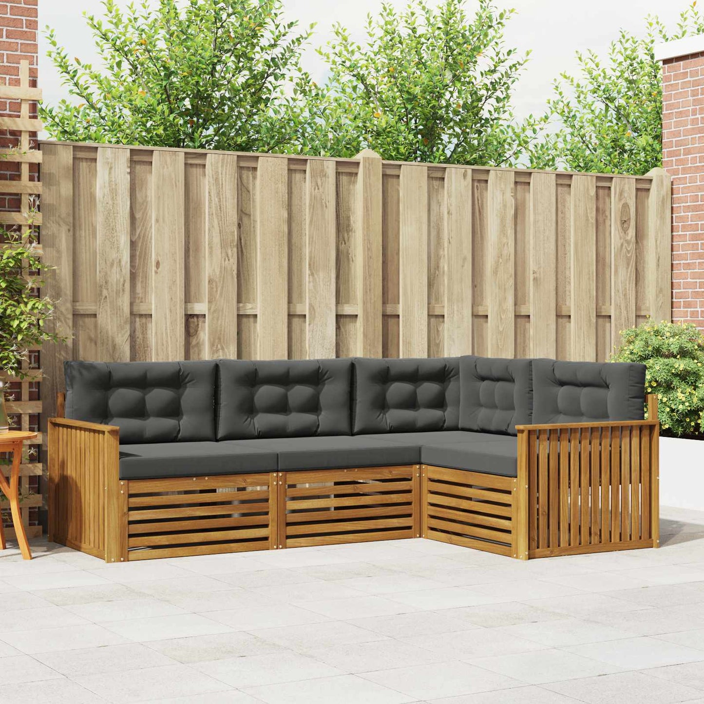 Outdoor-Sofagarnitur 4 stk. Natur und Anthrazit