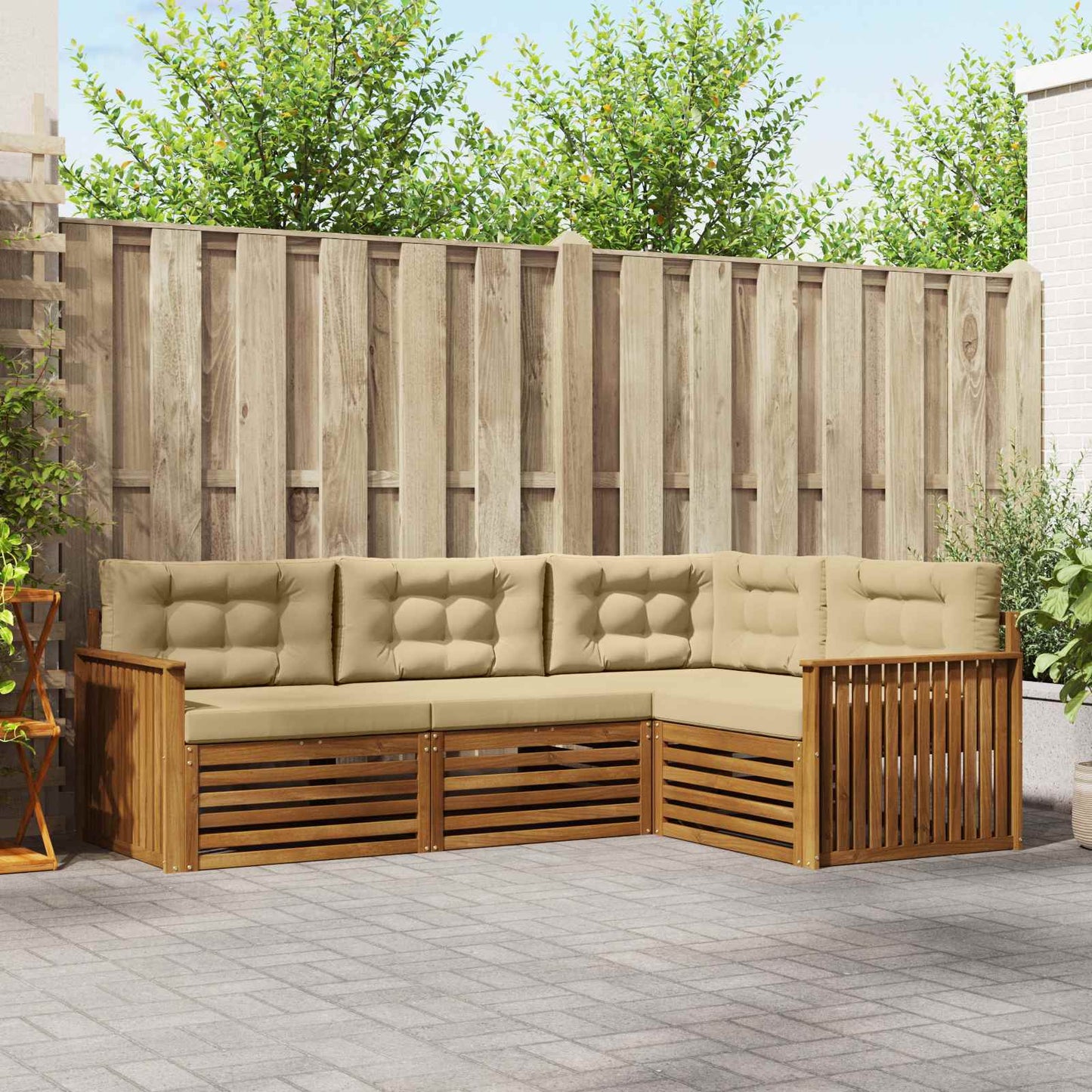 Outdoor-Sofagarnitur 4 stk. Natur und Beige