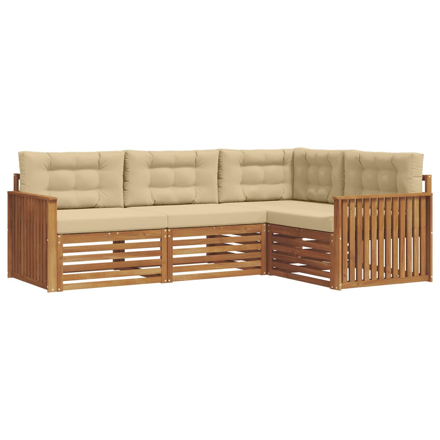 Outdoor-Sofagarnitur 4 stk. Natur und Beige