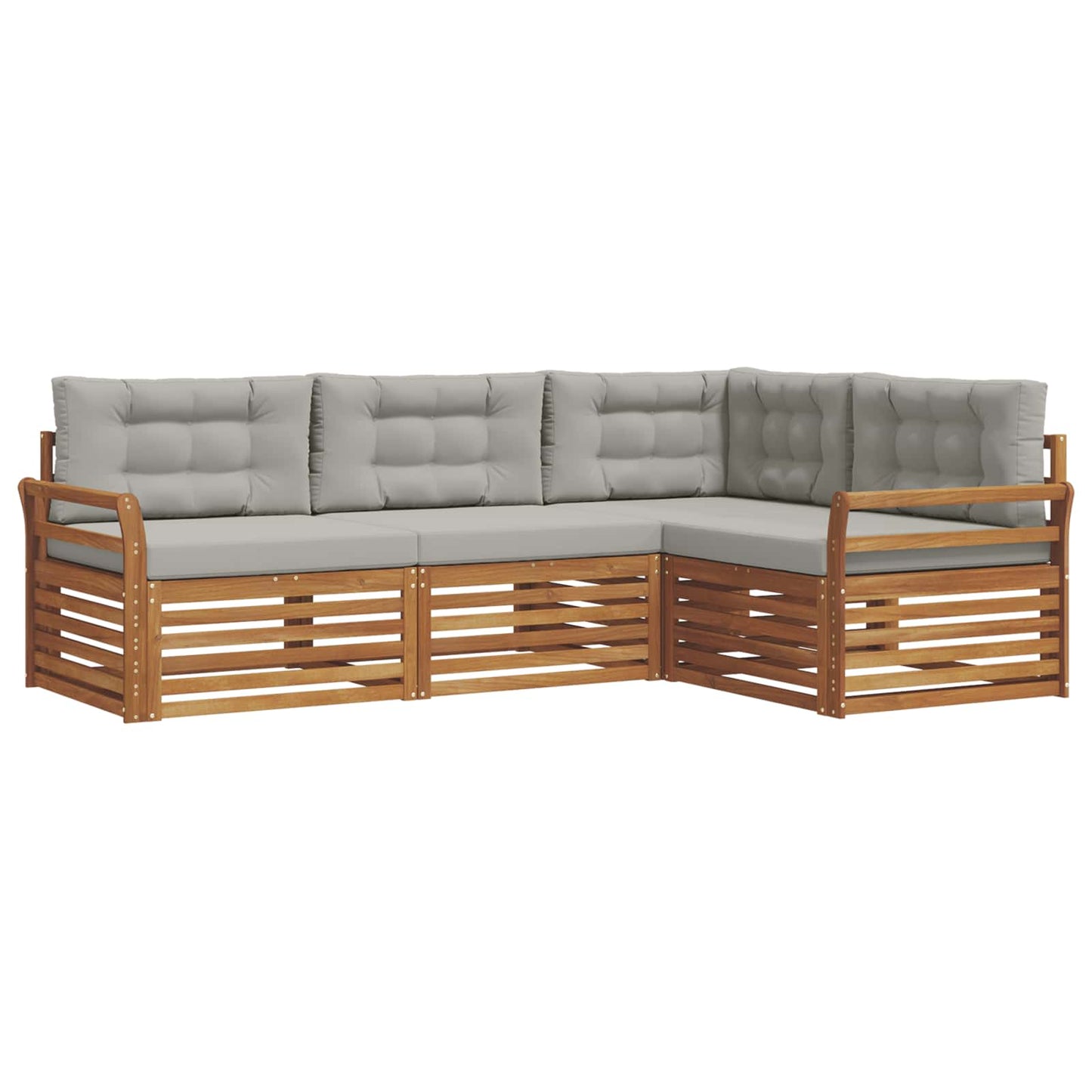 Outdoor-Sofagarnitur mit Kissen 4 pcs Natürlich und Hellgrau