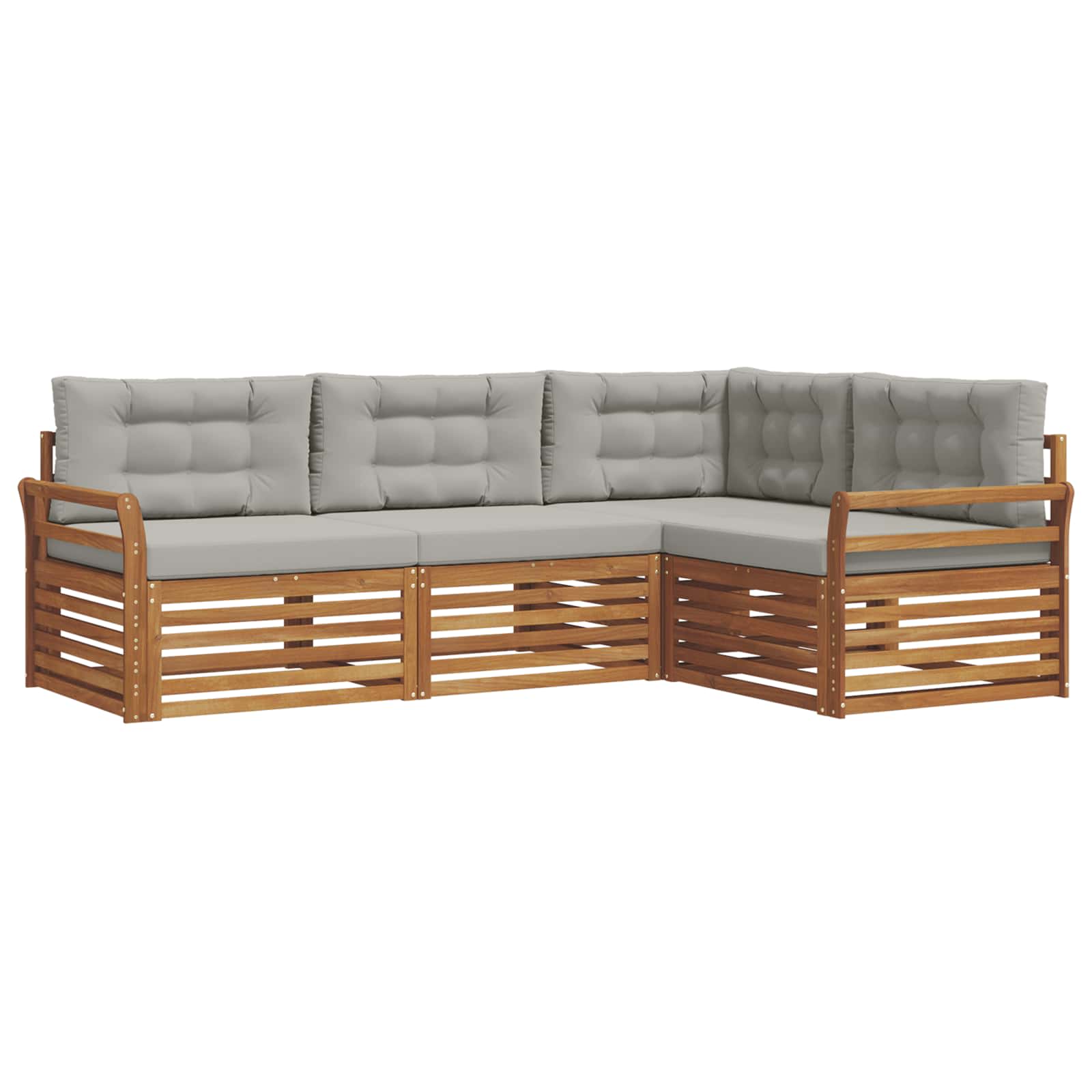 Outdoor-Sofagarnitur mit Kissen 4 pcs Natürlich und Hellgrau
