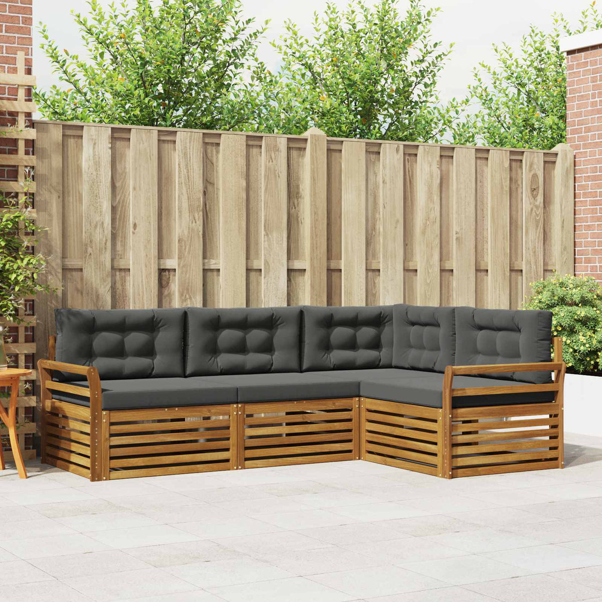 Outdoor-Sofagarnitur 4 stk. Natur und Anthrazit