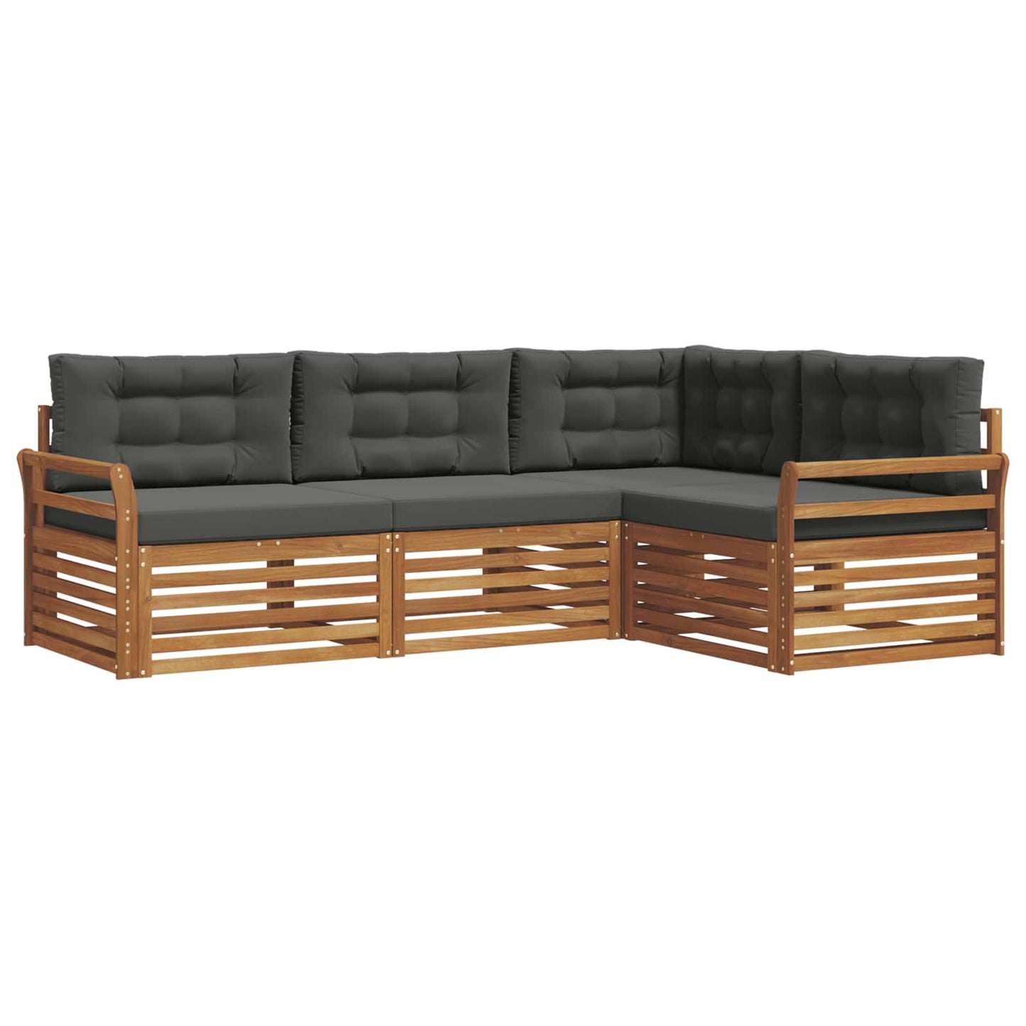 Outdoor-Sofagarnitur mit Kissen 4 pcs Natur und Anthrazit