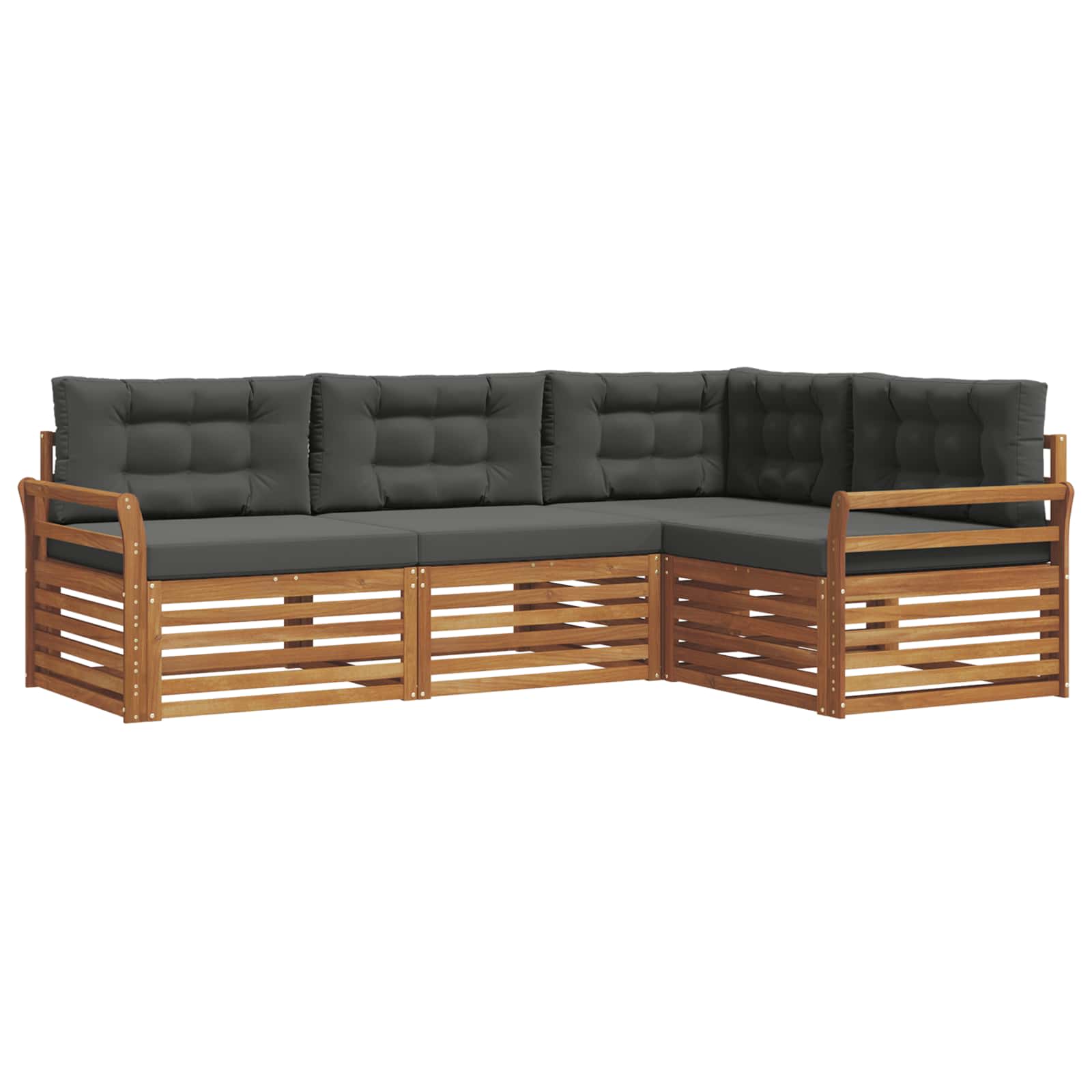 Outdoor-Sofagarnitur mit Kissen 4 pcs Natur und Anthrazit