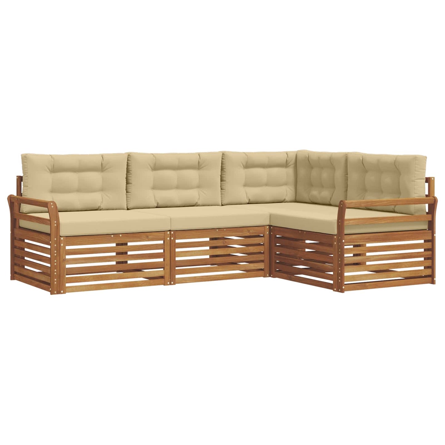 Outdoor-Sofagarnitur 4 stk. Natur und Beige