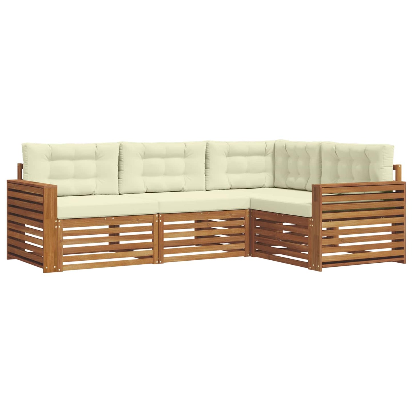 Outdoor-Sofagarnitur mit Kissen 4 pcs Natur und Creme