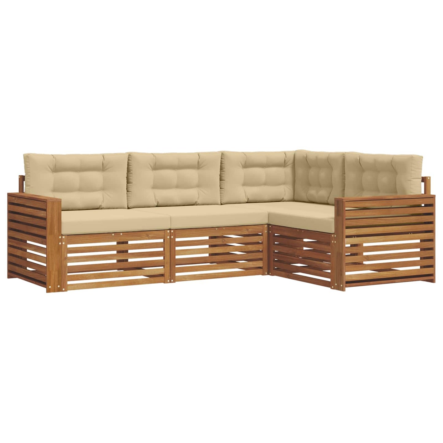 Outdoor-Sofagarnitur mit Kissen 4 pcs Natur und Beige