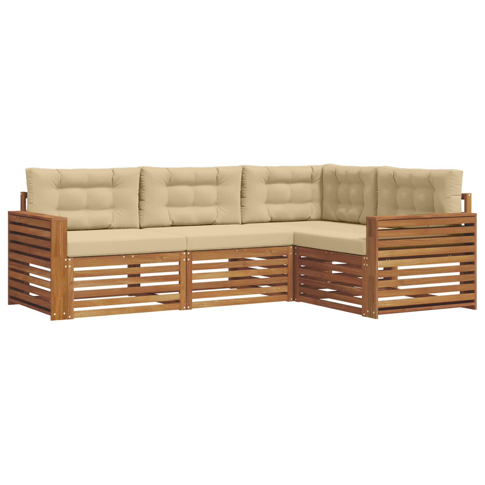 Outdoor-Sofagarnitur mit Kissen 4 pcs Natur und Beige