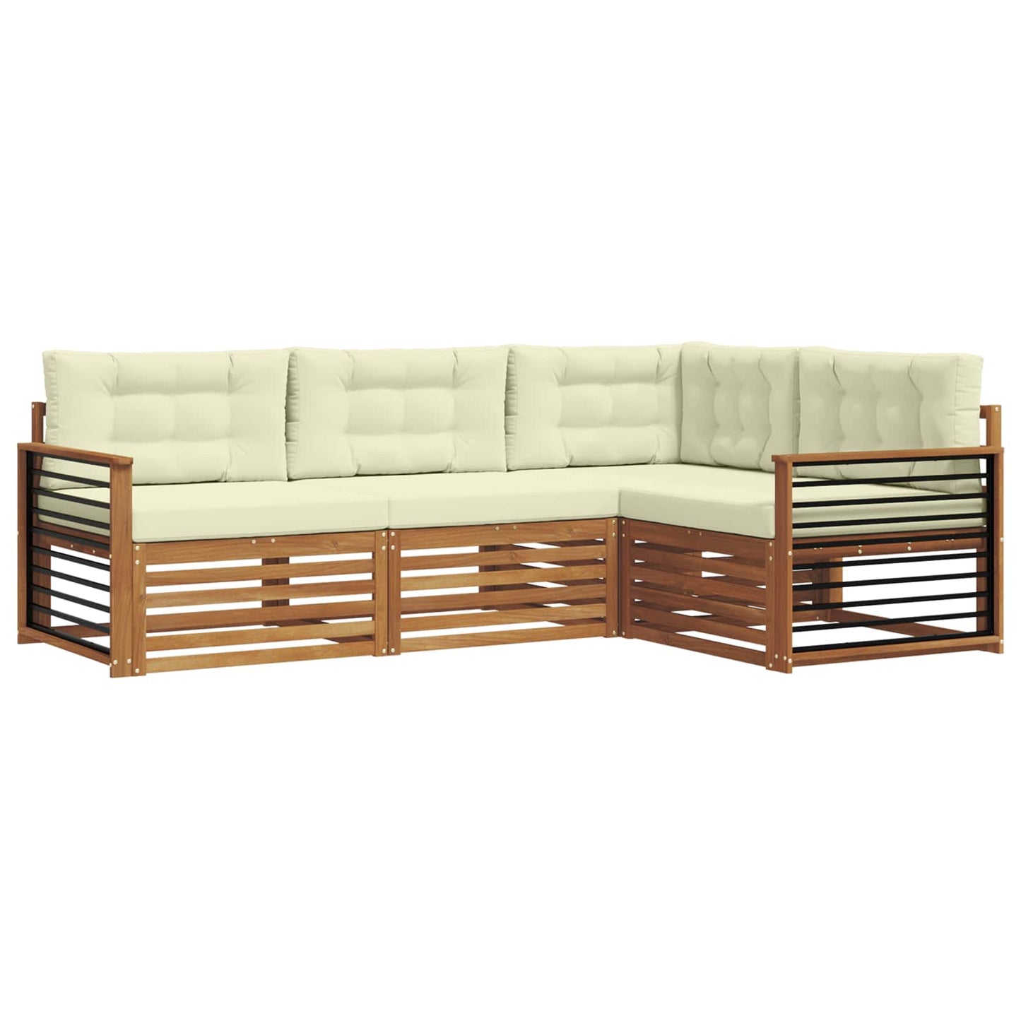 Outdoor-Sofagarnitur mit Kissen 4 pcs Natur und Creme