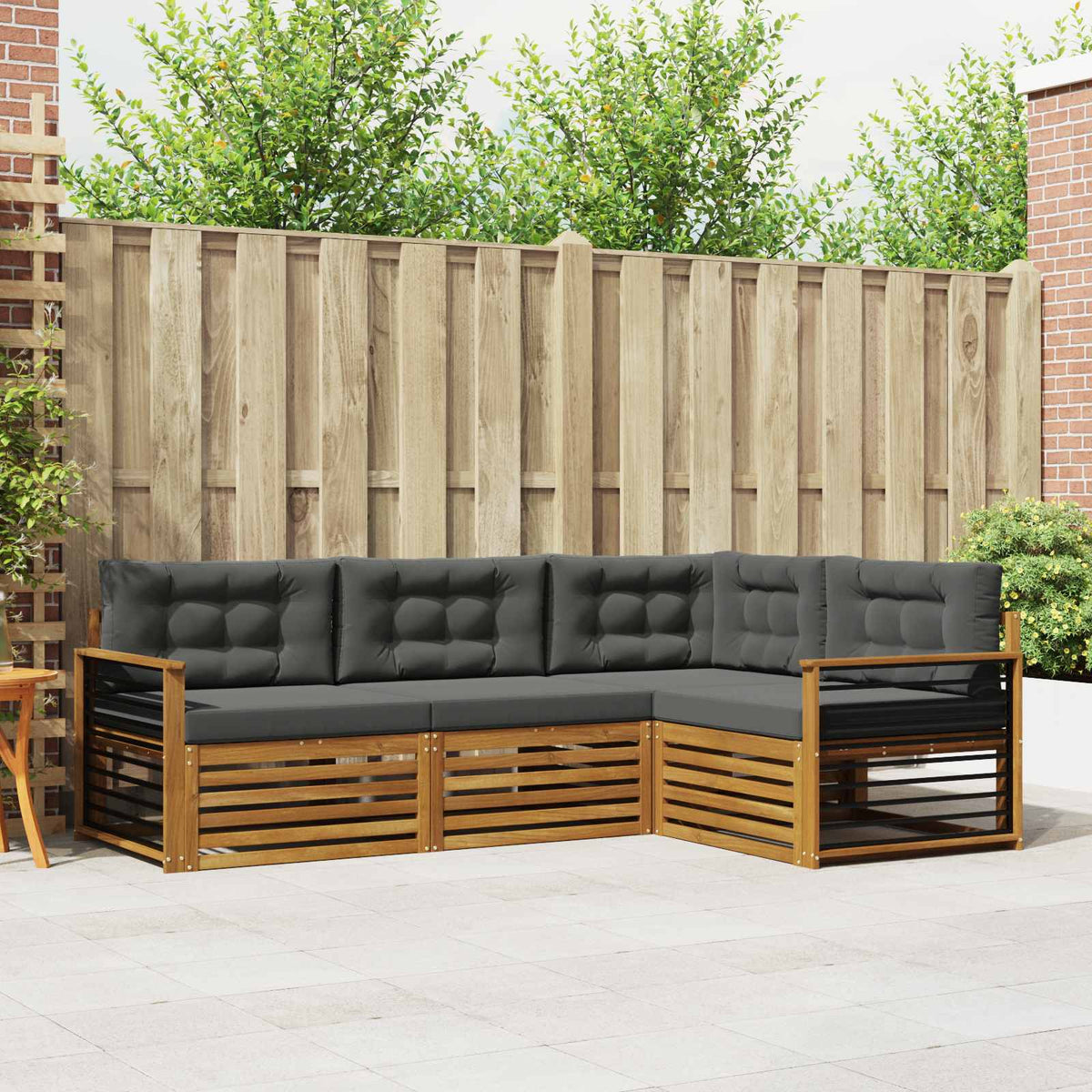 Outdoor-Sofagarnitur 4 stk. Natur und Anthrazit