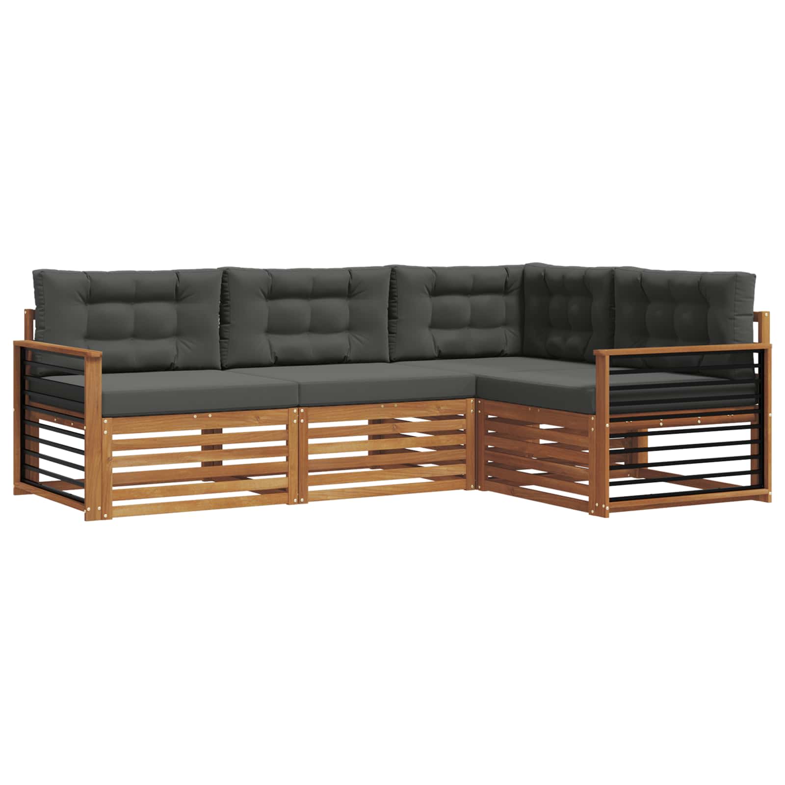 Outdoor-Sofagarnitur mit Kissen 4 pcs Natur und Anthrazit